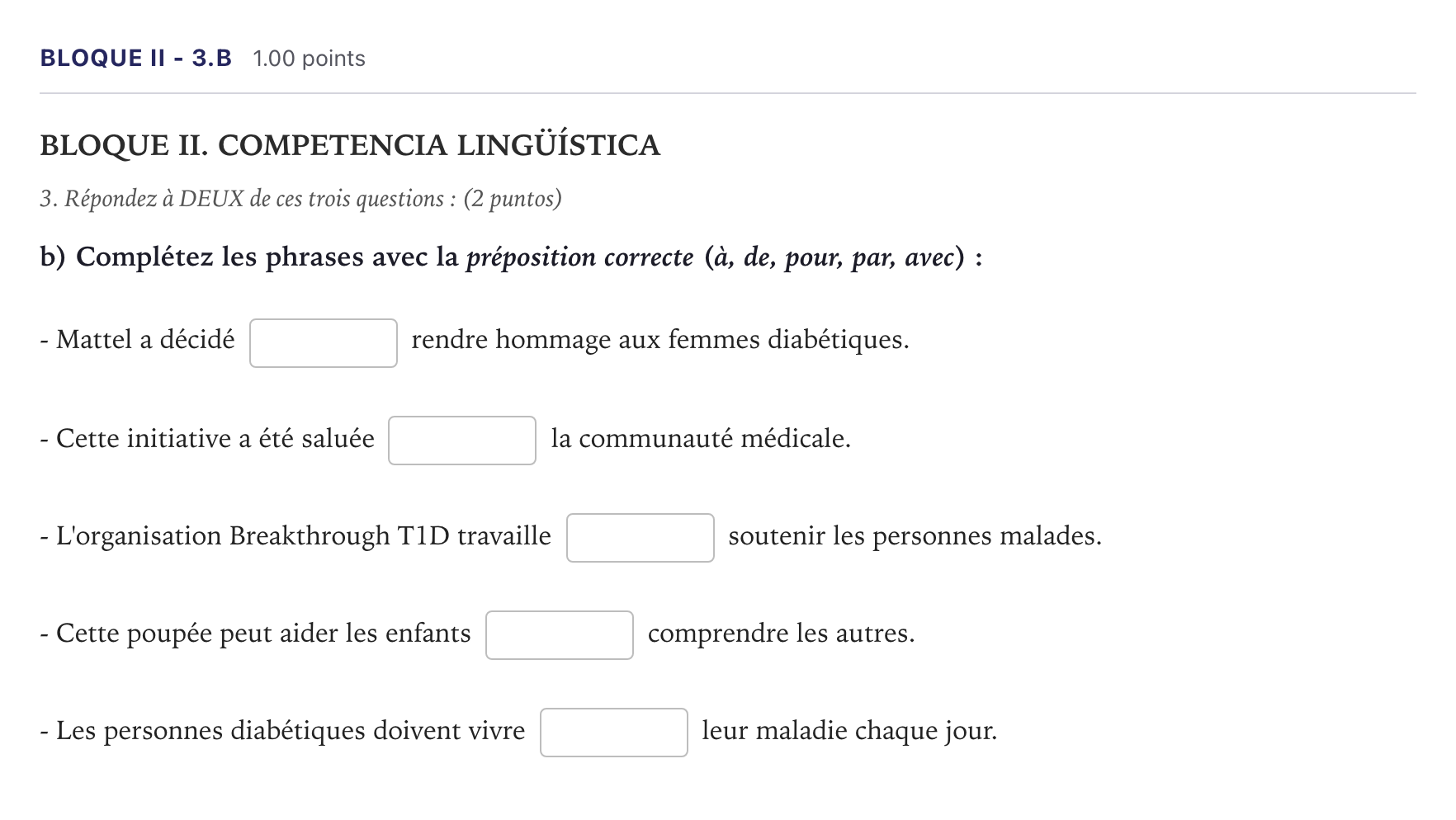 Enunciado: Bloque II - 3.b · Francés PAU Madrid Ordinaria (2ª lengua) Coincidencias 2026
