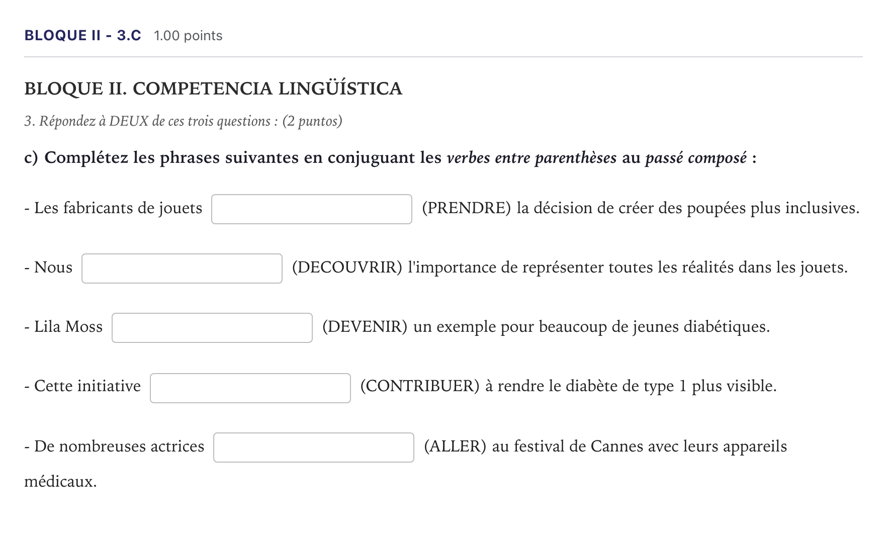 Enunciado: Bloque II - 3.c · Francés PAU Madrid Ordinaria (2ª lengua) Coincidencias 2026