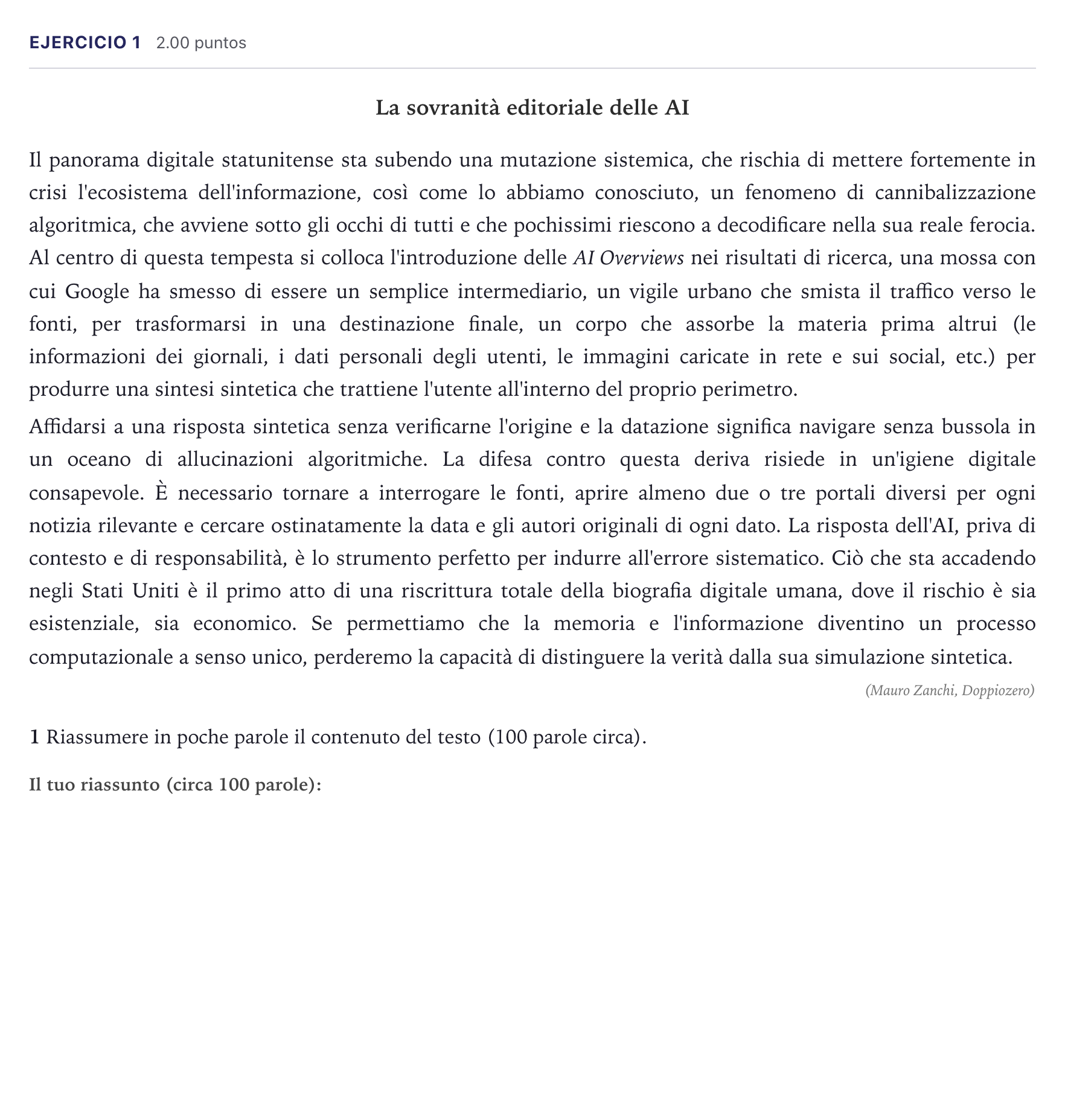 Enunciado: Problema 1 · Italiano PAU Madrid Ordinaria (2ª lengua) 2026