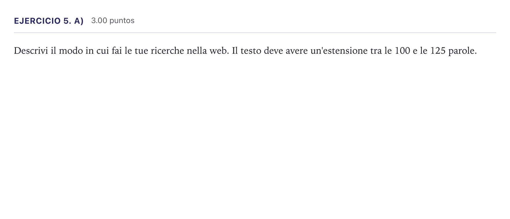 Enunciado: Ejercicio 5. a) · Italiano PAU Madrid Ordinaria (2ª lengua) 2026