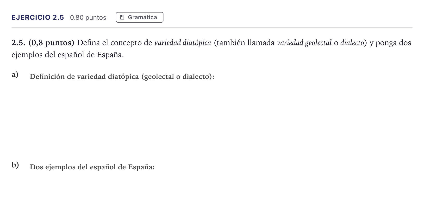 Enunciado: Ejercicio 2.5 · Lengua Castellana y Literatura II PAU Madrid Extraordinaria Coincidencias 2026