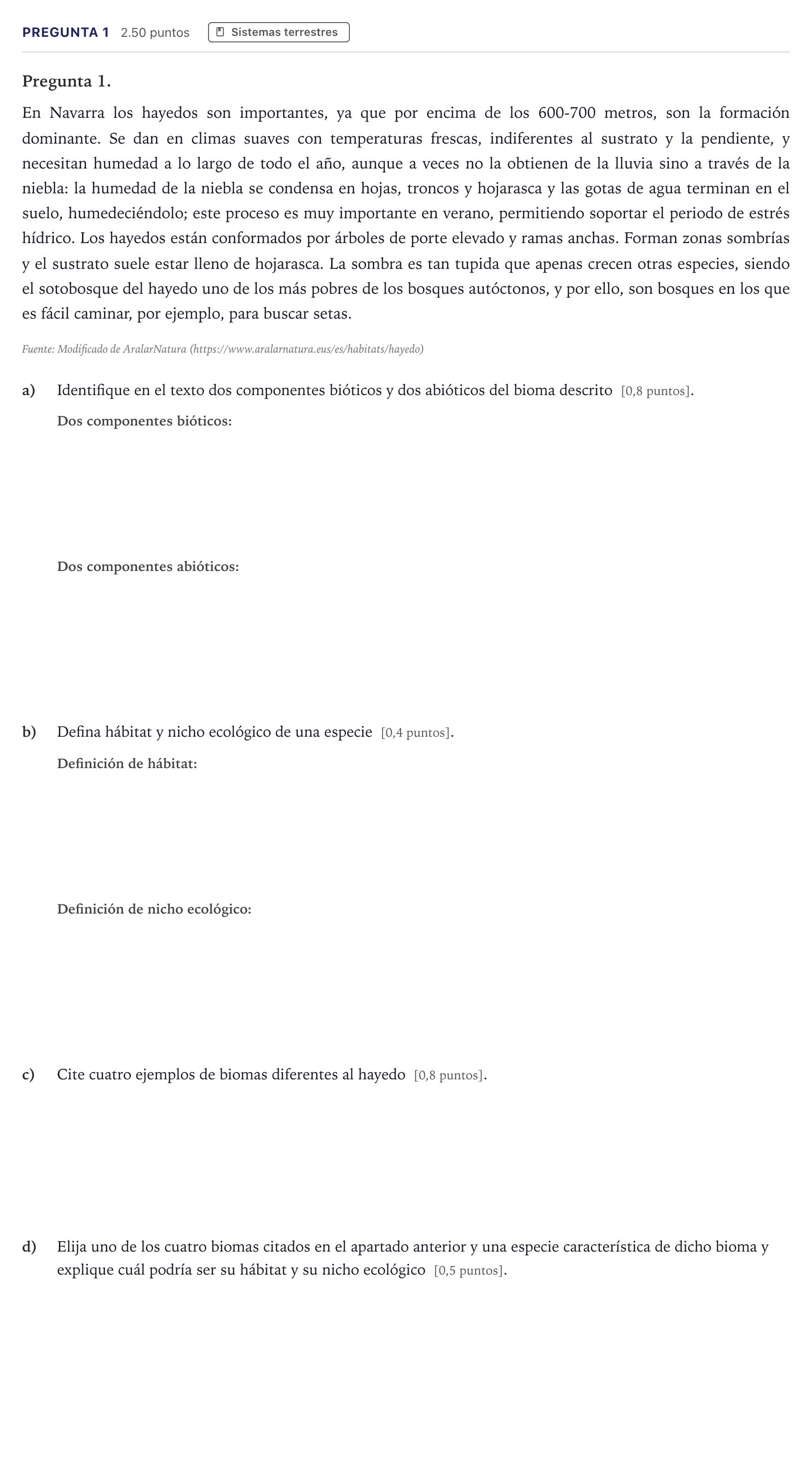 Enunciado: Pregunta 1 · Ciencias Generales PAU Madrid Extraordinaria 2026