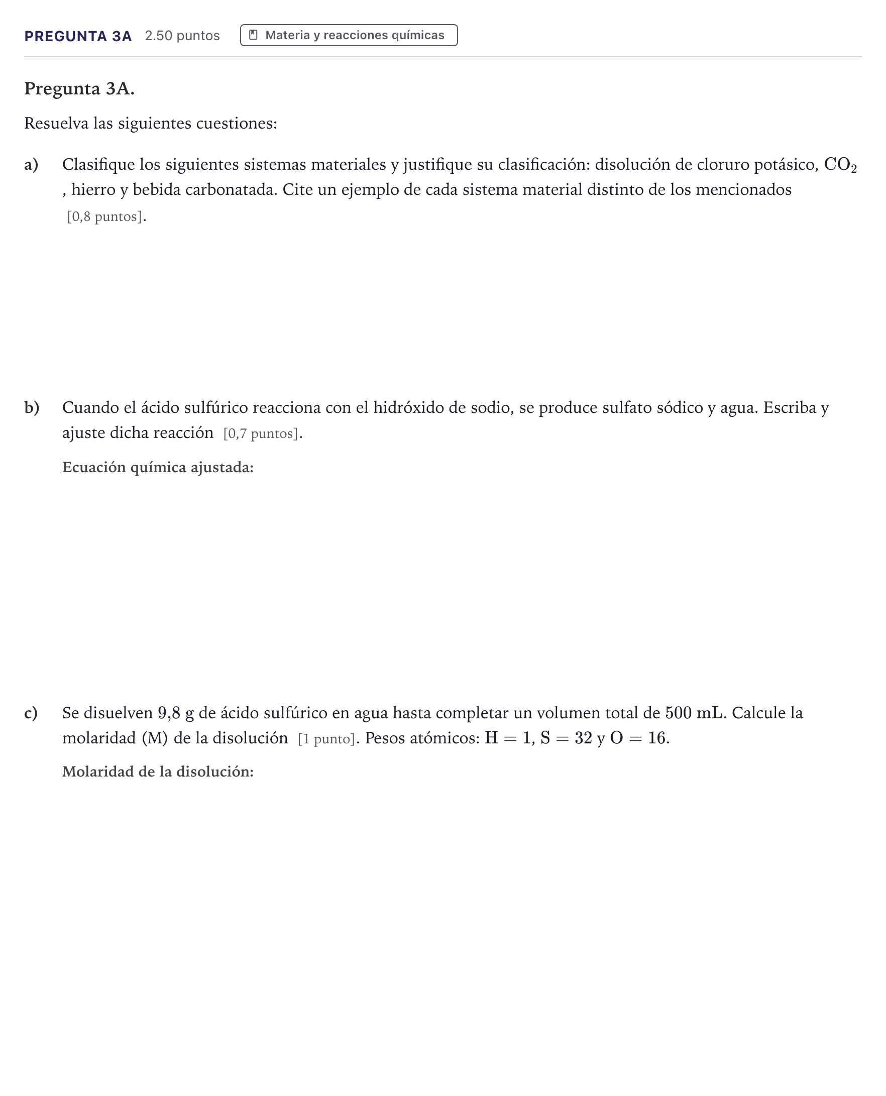 Enunciado: Pregunta 3A · Ciencias Generales PAU Madrid Extraordinaria 2026
