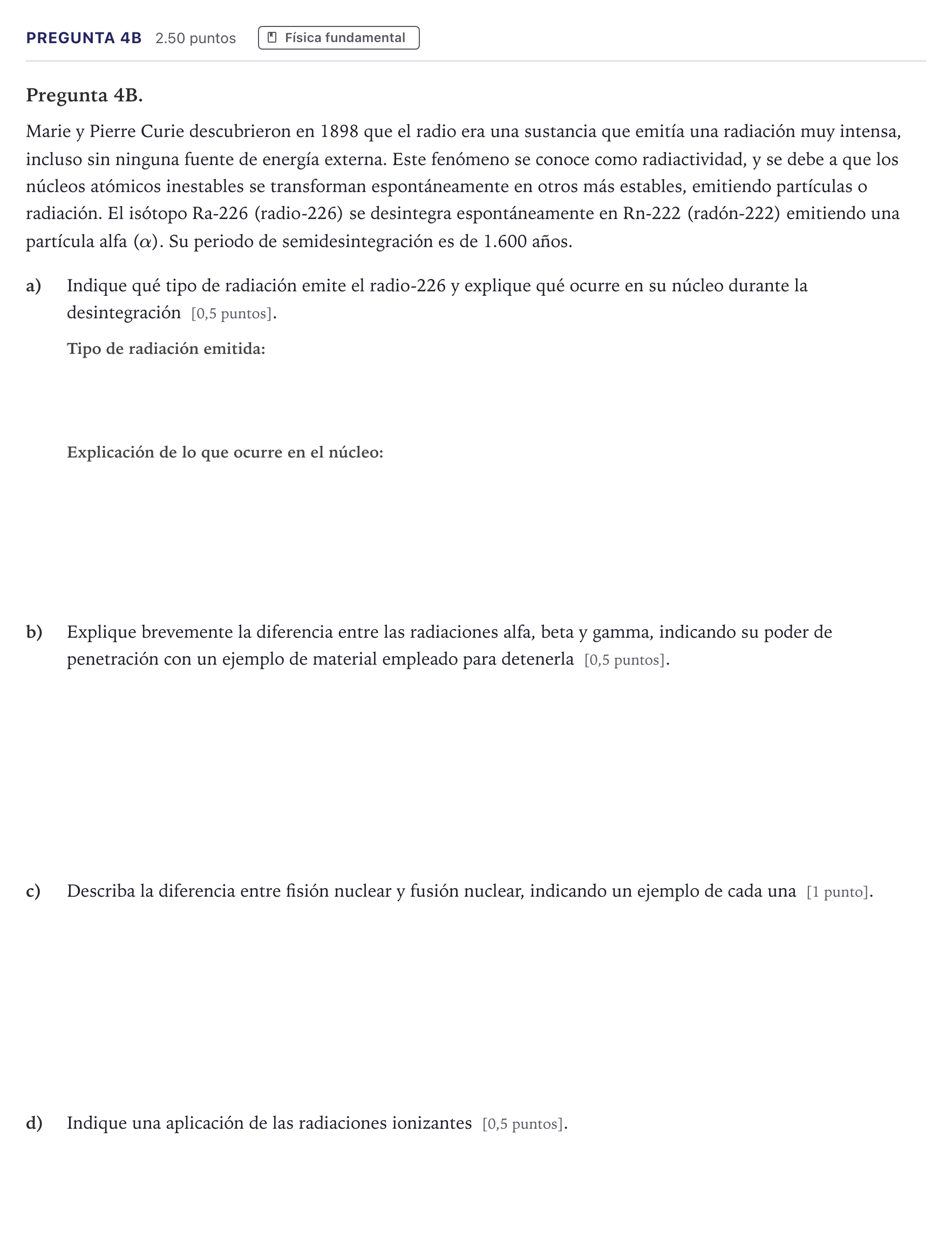 Enunciado: Pregunta 4B · Ciencias Generales PAU Madrid Extraordinaria 2026