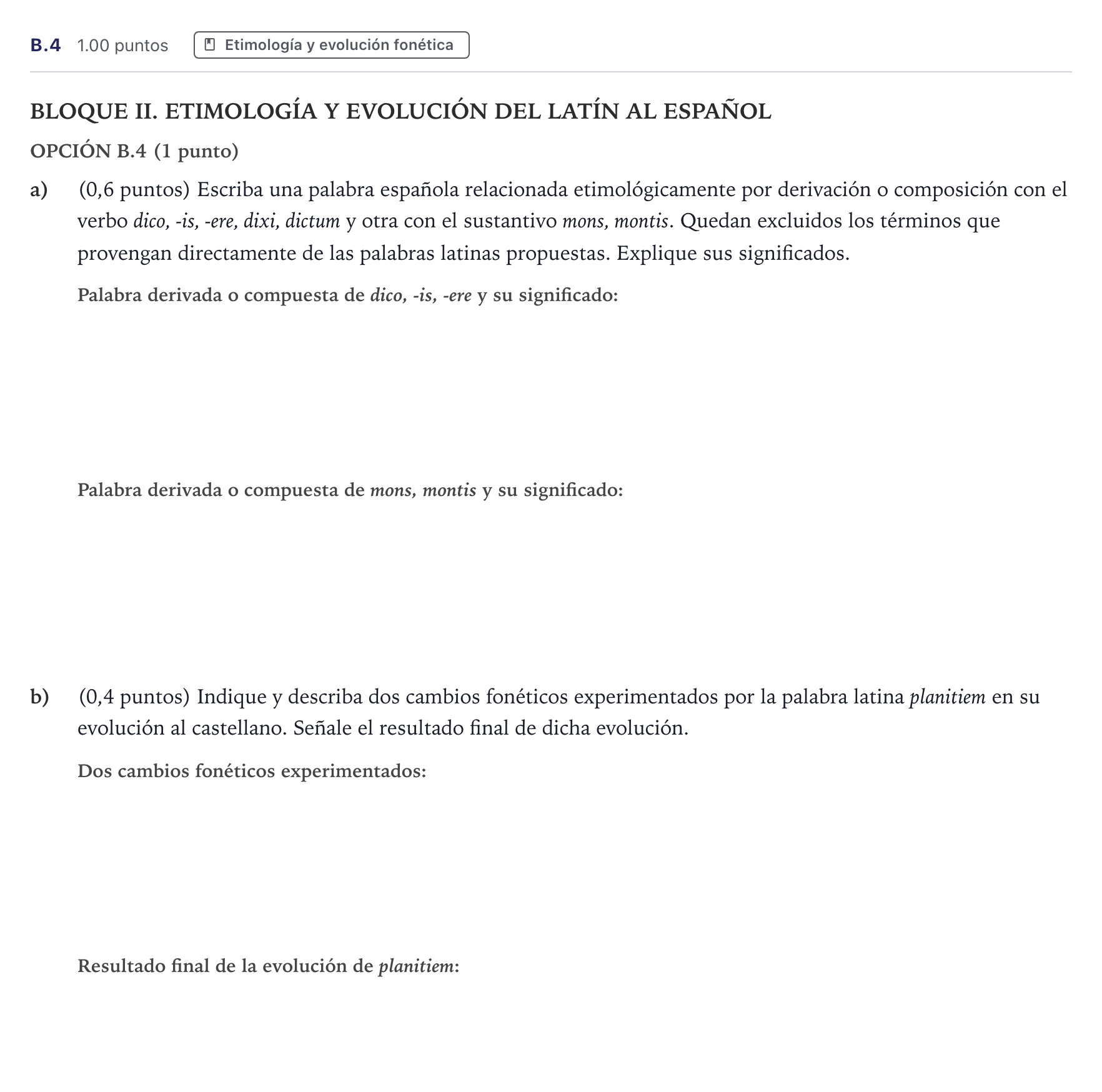 Enunciado: Ejercicio B.4 · Latín II PAU Madrid Extraordinaria 2026