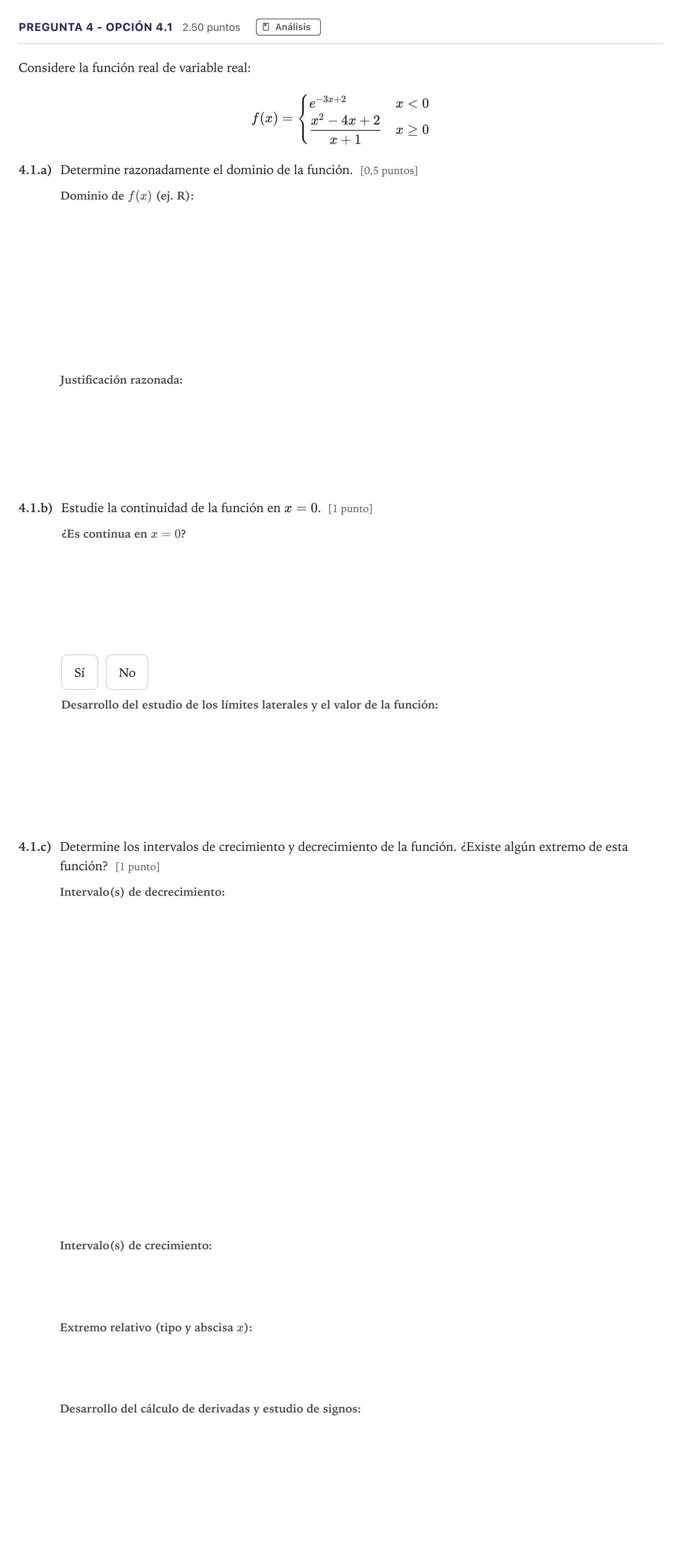 Enunciado: Pregunta 4 - Opción 4.1 · Matemáticas aplicadas a las Ciencias Sociales II PAU Madrid Extraordinaria 2026