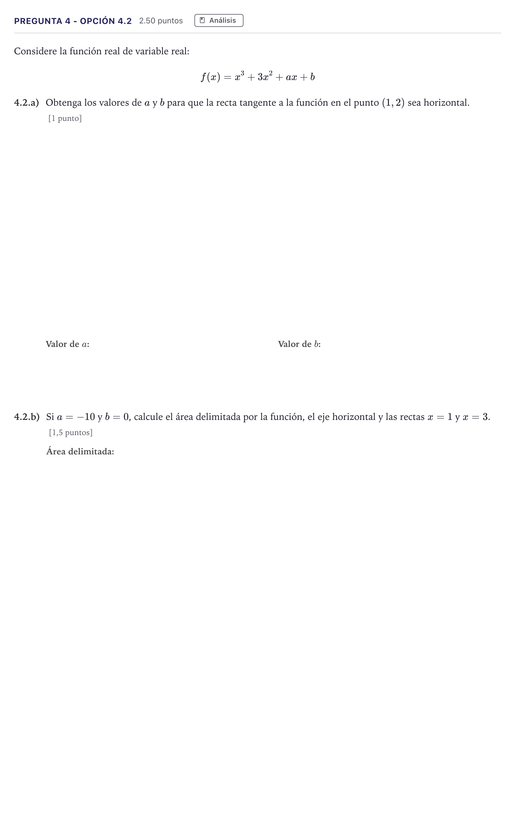 Enunciado: Pregunta 4 - Opción 4.2 · Matemáticas aplicadas a las Ciencias Sociales II PAU Madrid Extraordinaria 2026
