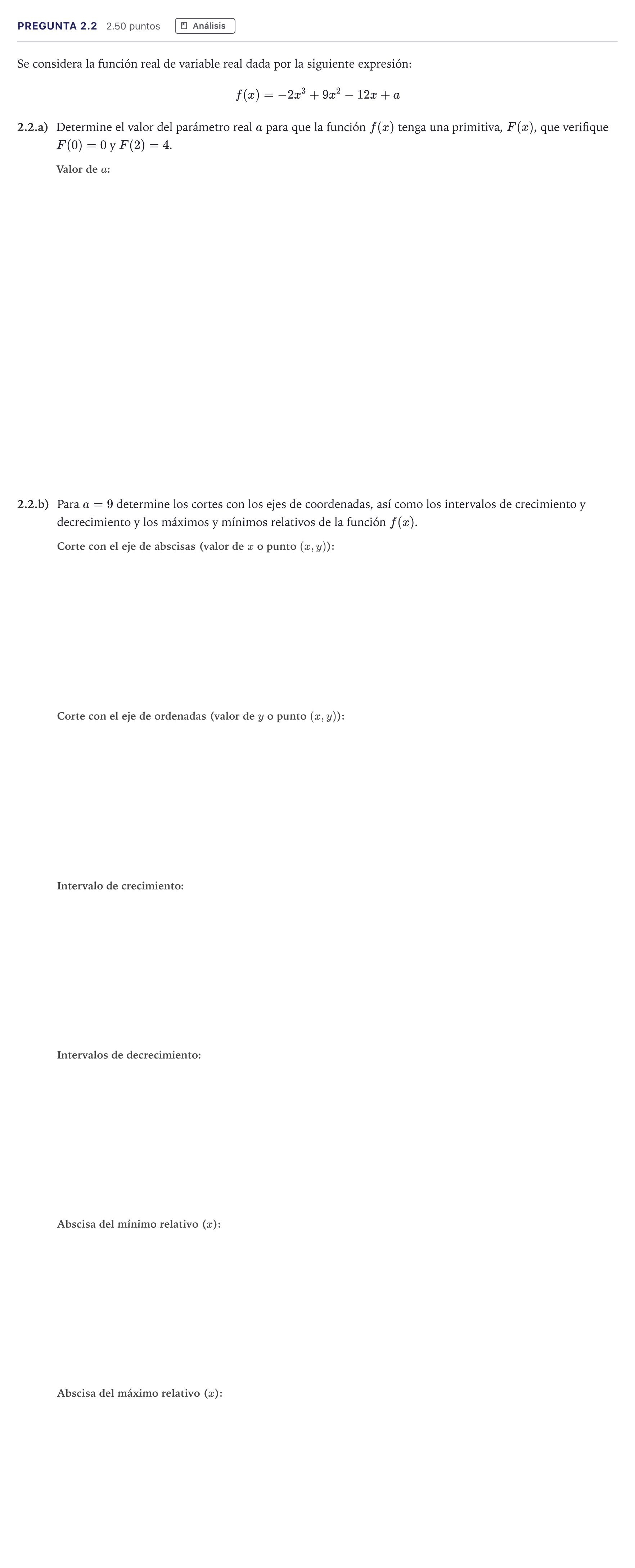 Enunciado: Pregunta 2.2 · Matemáticas aplicadas a las Ciencias Sociales II PAU Madrid Extraordinaria Coincidencias 2026