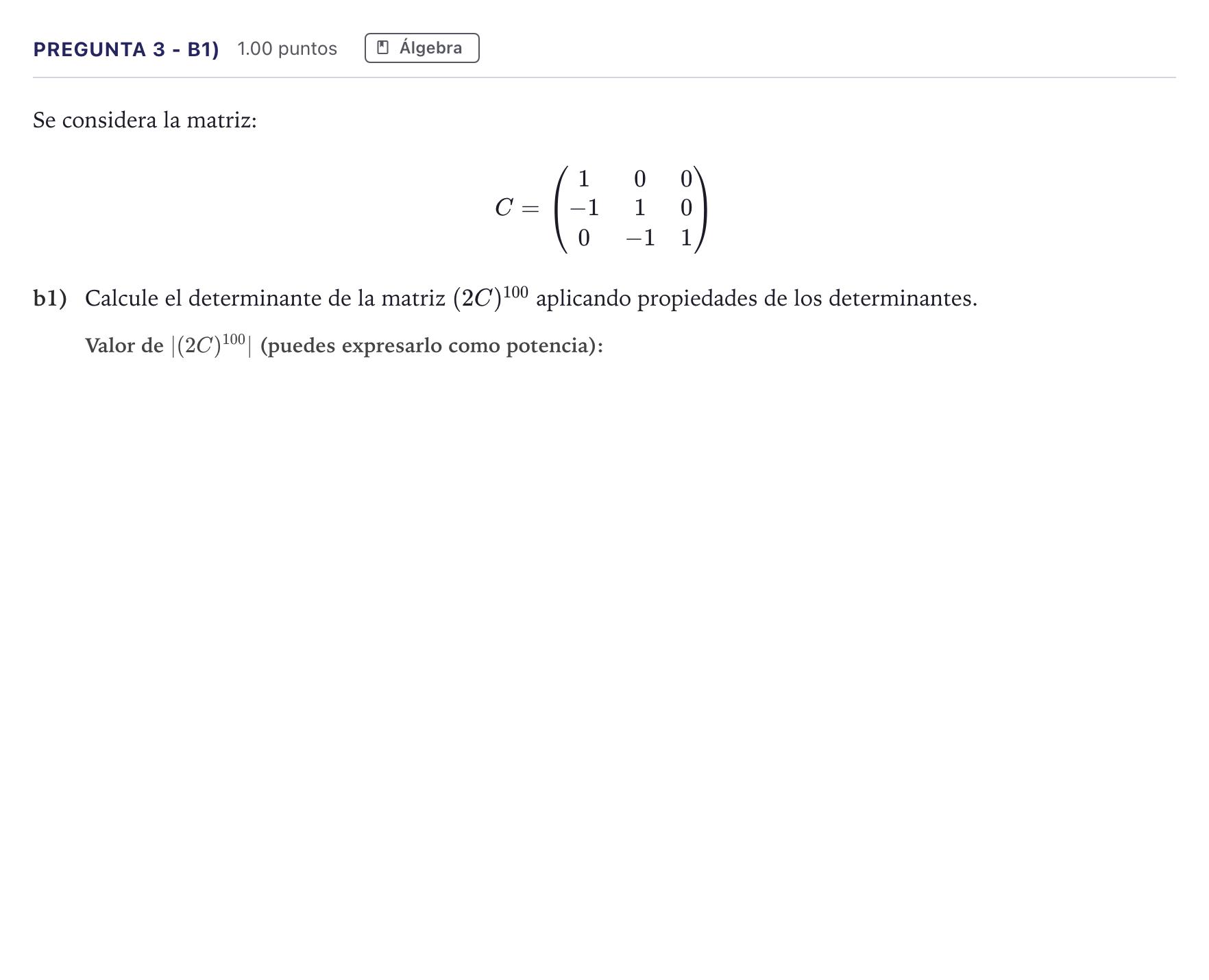 Enunciado: Pregunta 3 - b1) · Matemáticas II PAU Madrid Extraordinaria 2026