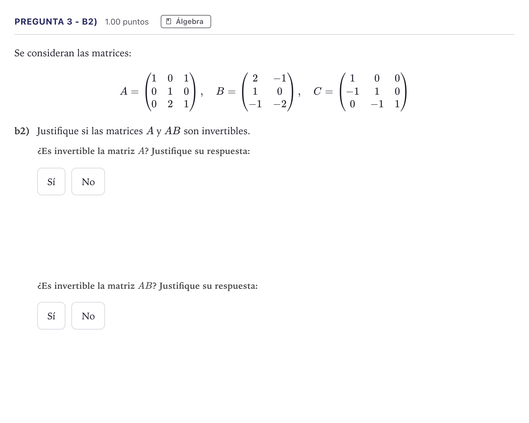 Enunciado: Pregunta 3 - b2) · Matemáticas II PAU Madrid Extraordinaria 2026