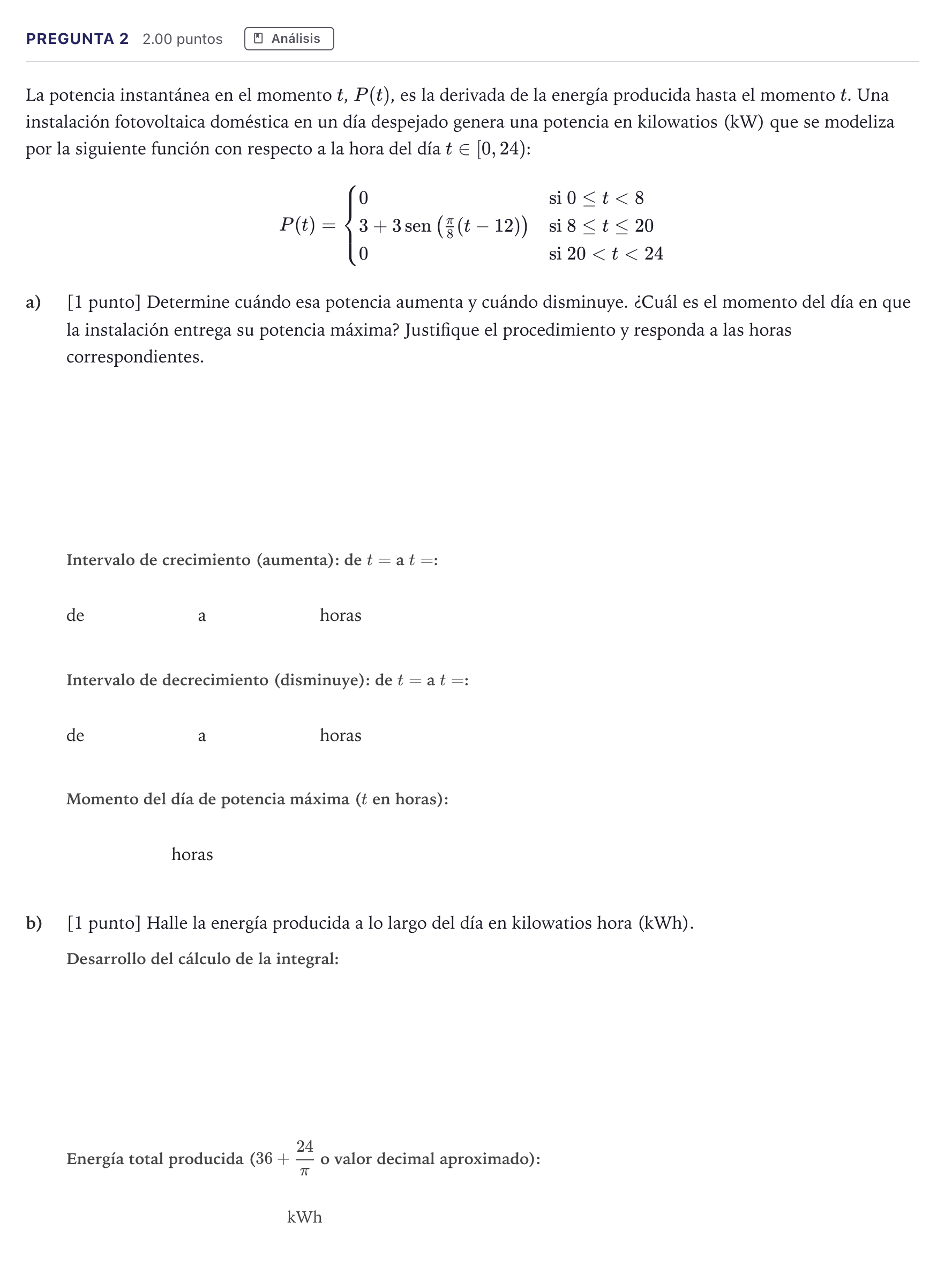 Enunciado: Pregunta 2 · Matemáticas II PAU Madrid Extraordinaria Coincidencias 2026