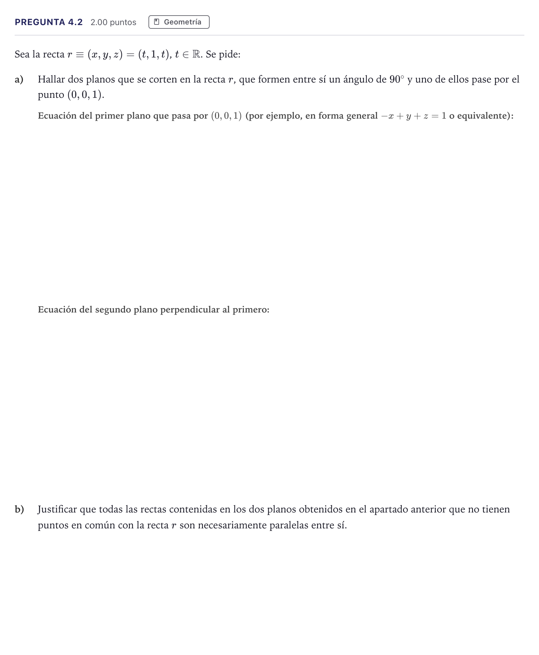 Enunciado: Pregunta 4.2 · Matemáticas II PAU Madrid Extraordinaria Coincidencias 2026