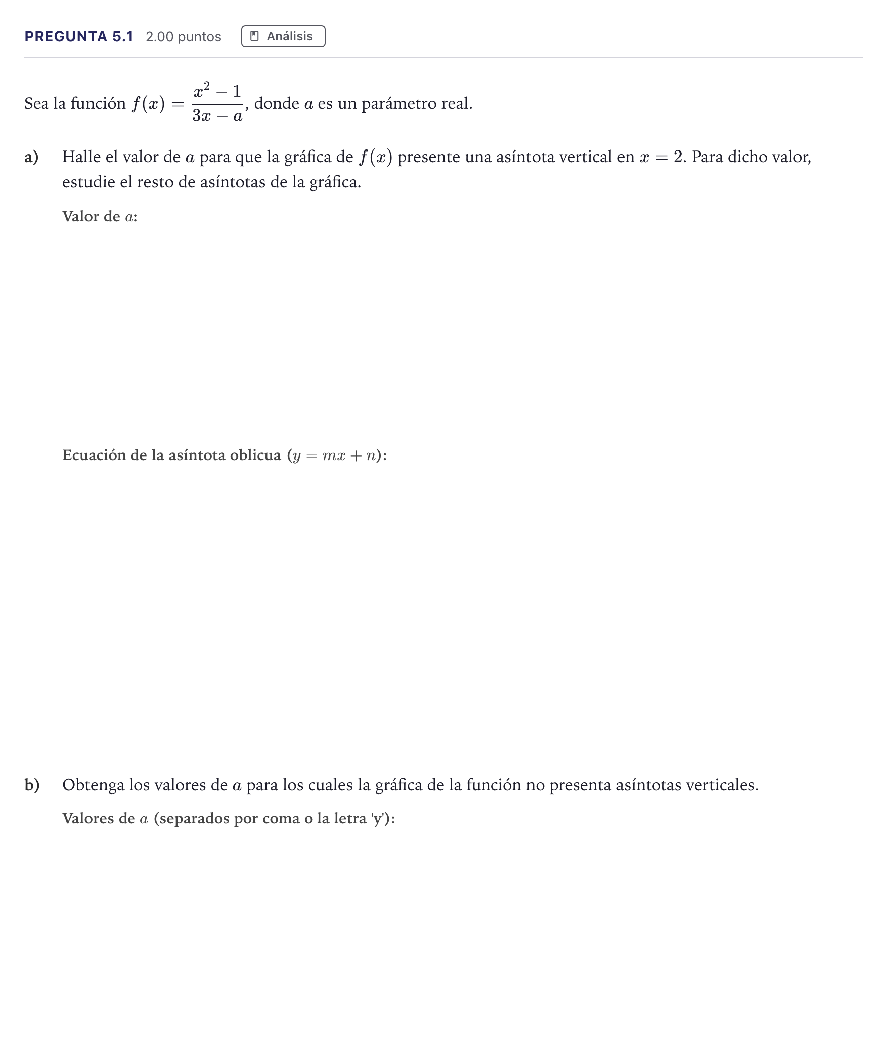 Enunciado: Pregunta 5.1 · Matemáticas II PAU Madrid Extraordinaria Coincidencias 2026