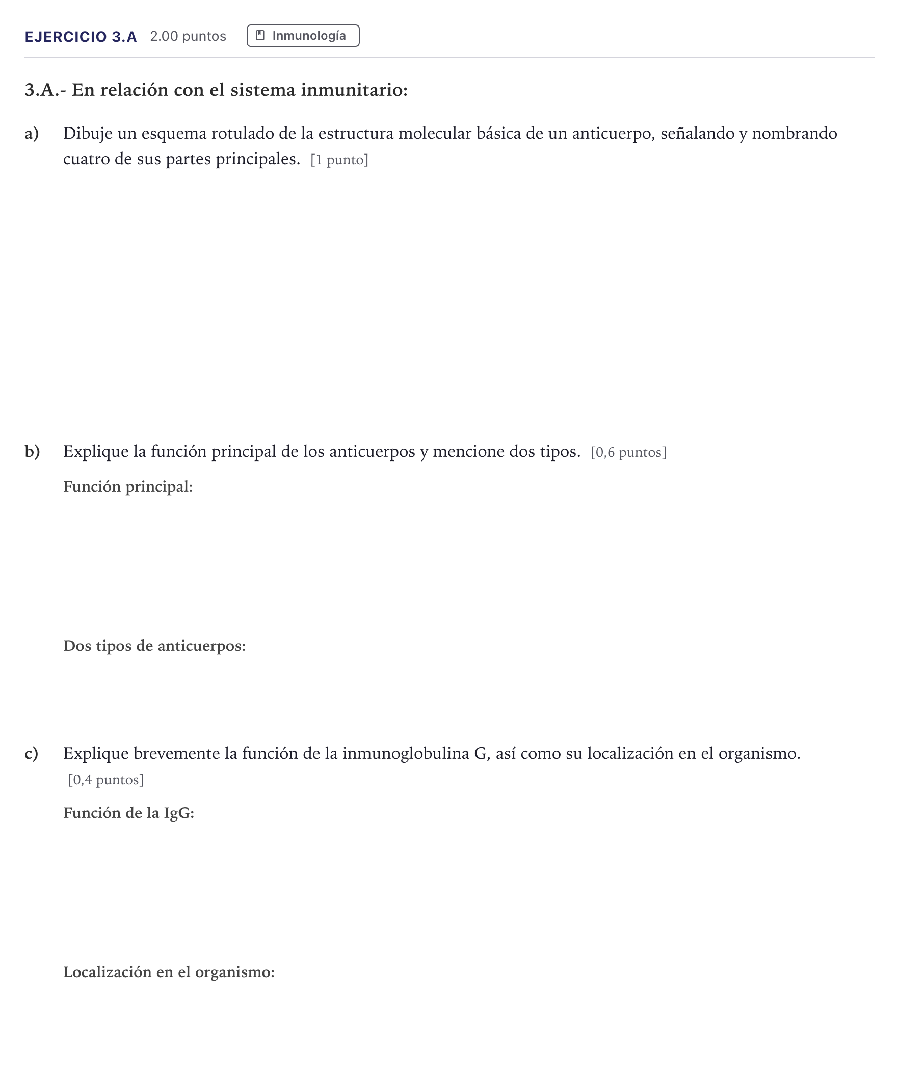 Enunciado: Ejercicio 3.A · Biología PAU Madrid Extraordinaria 2026