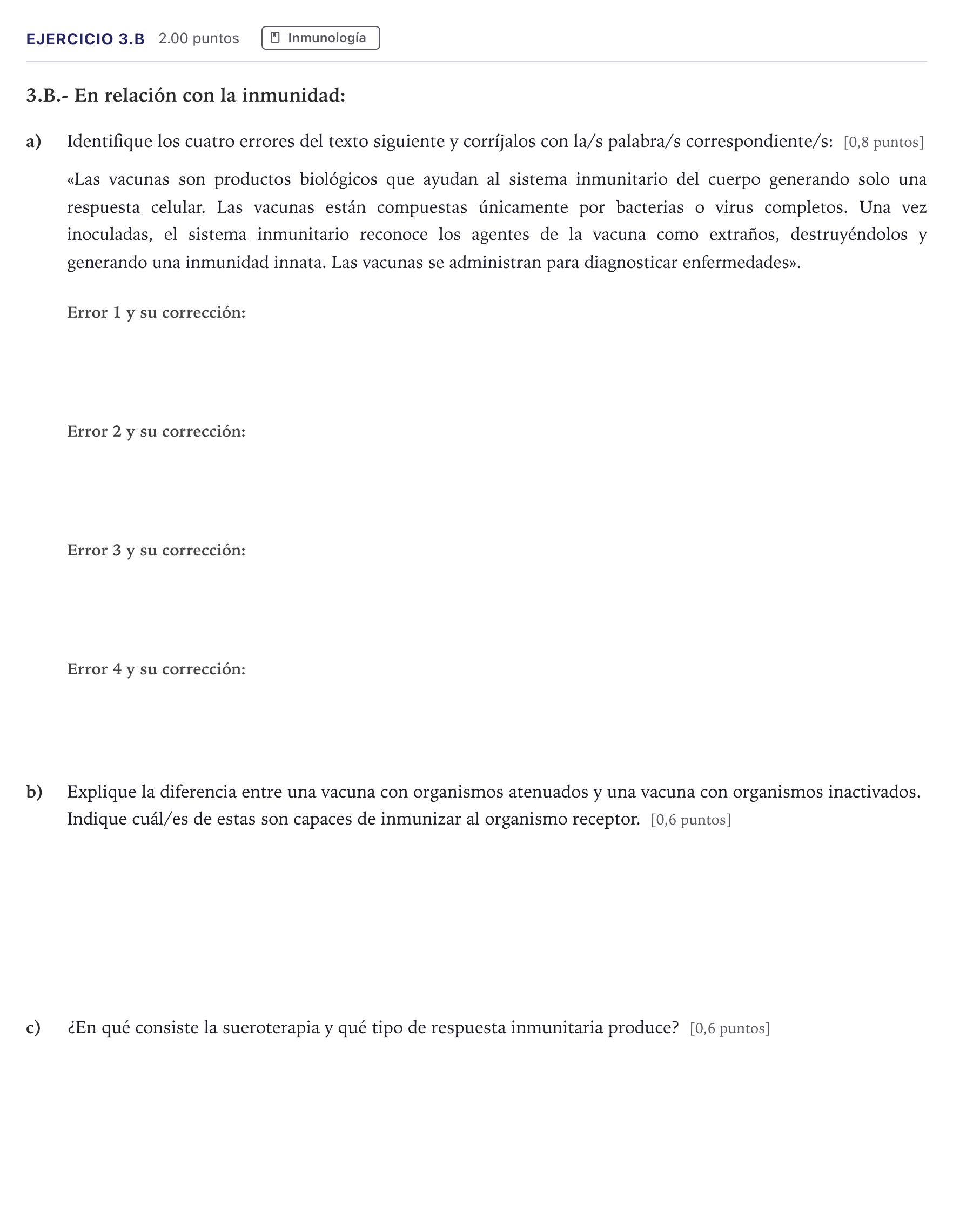 Enunciado: Ejercicio 3.B · Biología PAU Madrid Extraordinaria 2026