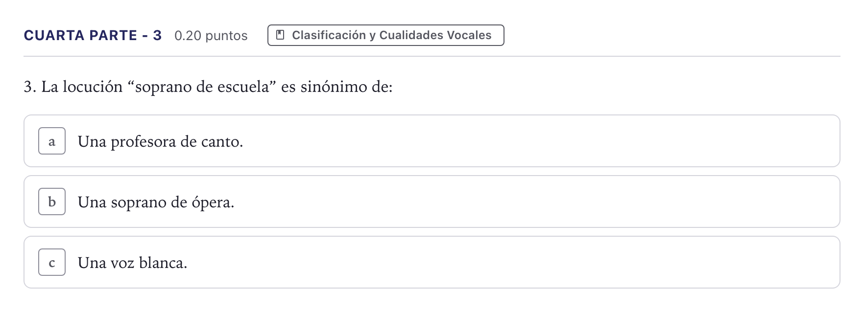Enunciado: Ejercicio Cuarta parte - 3 · Coro y Técnica Vocal II PAU Madrid Extraordinaria 2026
