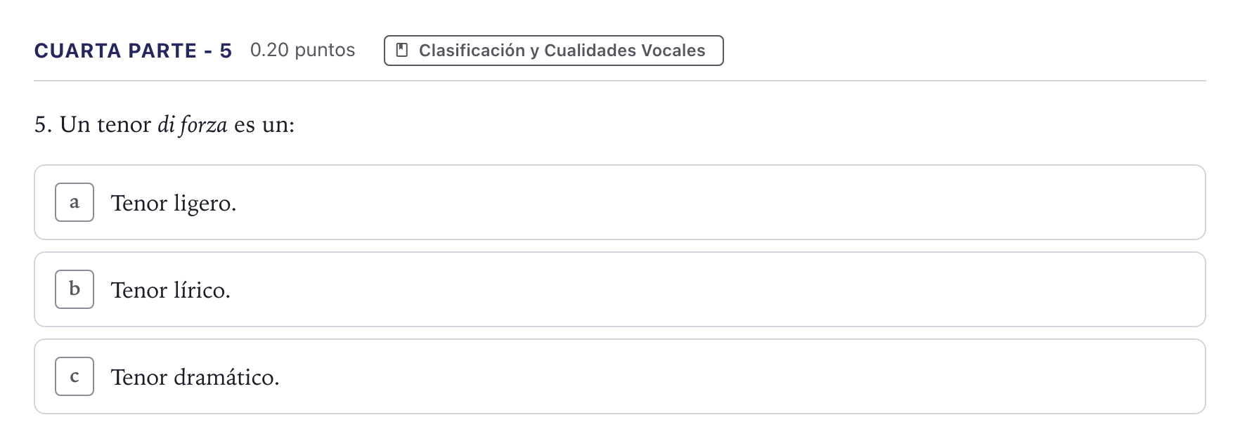Enunciado: Ejercicio Cuarta parte - 5 · Coro y Técnica Vocal II PAU Madrid Extraordinaria 2026