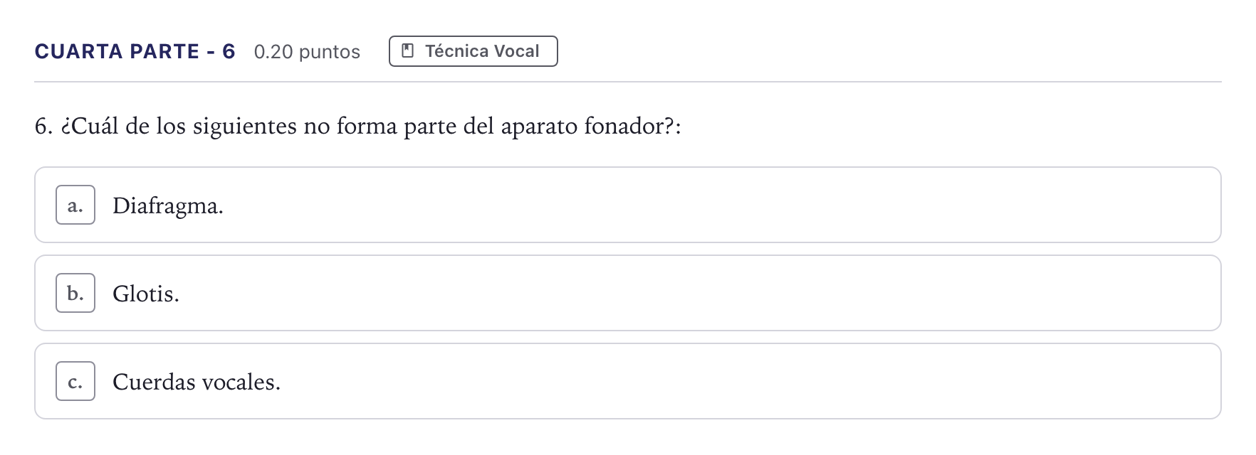 Enunciado: Ejercicio Cuarta parte - 6 · Coro y Técnica Vocal II PAU Madrid Extraordinaria 2026