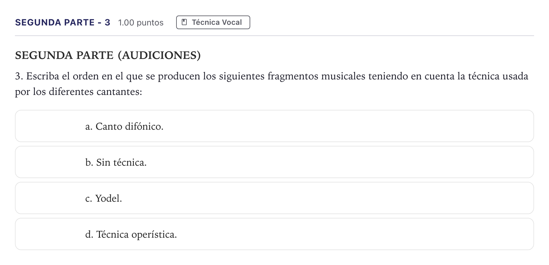 Enunciado: Ejercicio Segunda parte - 3 · Coro y Técnica Vocal II PAU Madrid Extraordinaria 2026