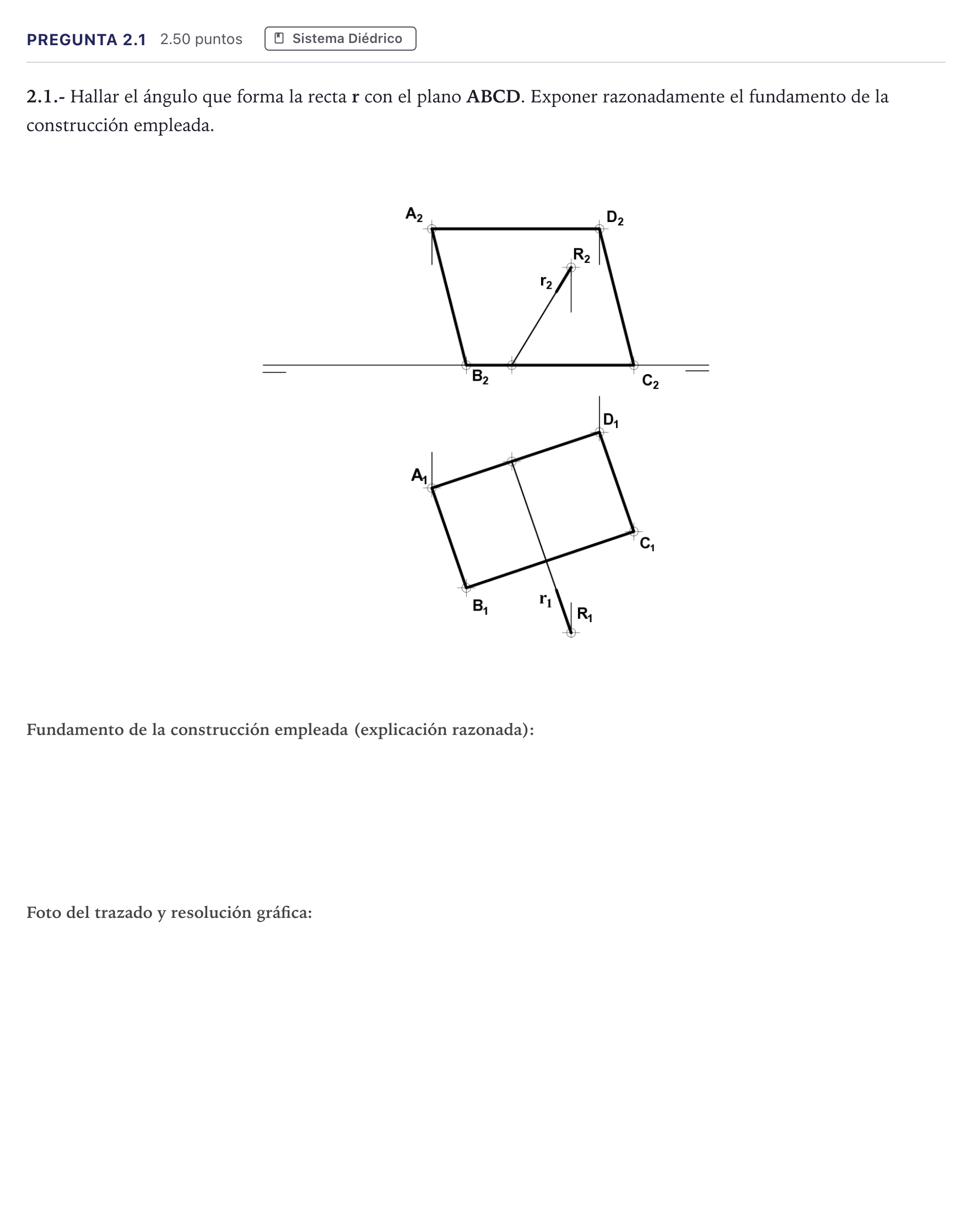 Enunciado: Pregunta 2.1 · Dibujo técnico II PAU Madrid Extraordinaria 2026