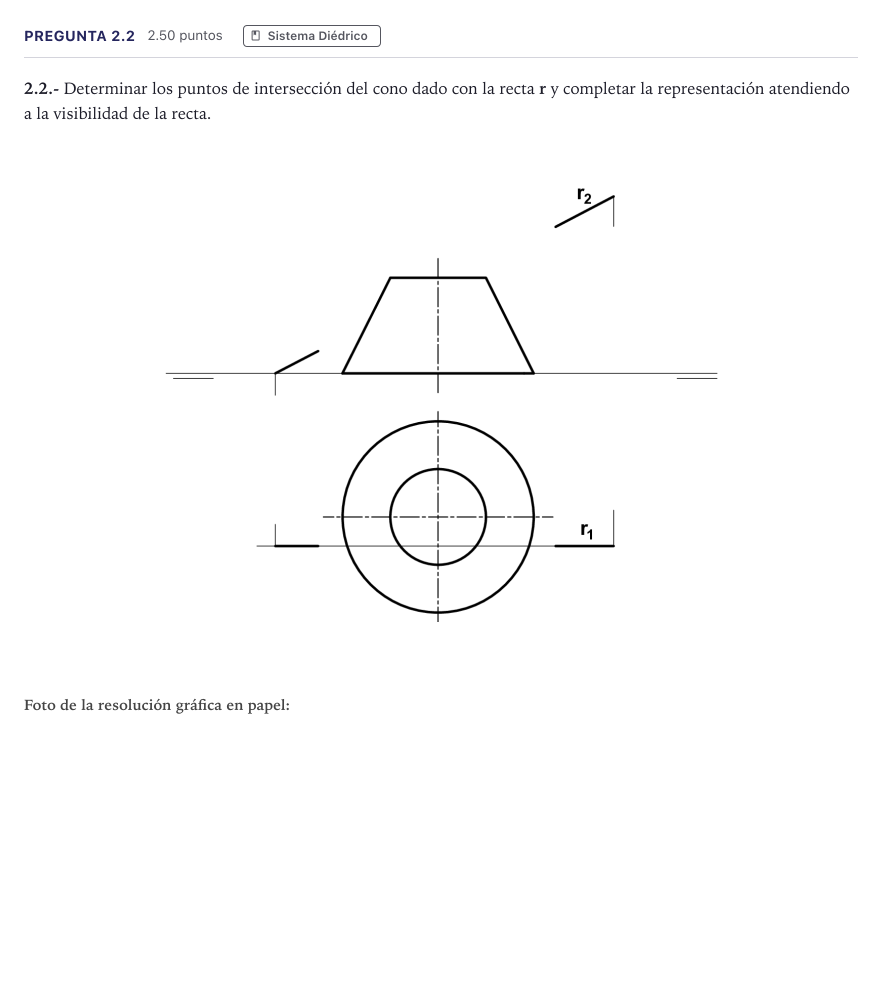 Enunciado: Pregunta 2.2 · Dibujo técnico II PAU Madrid Extraordinaria 2026