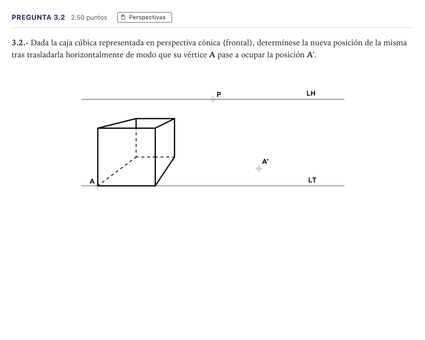 Enunciado: Pregunta 3.2 · Dibujo técnico II PAU Madrid Extraordinaria 2026
