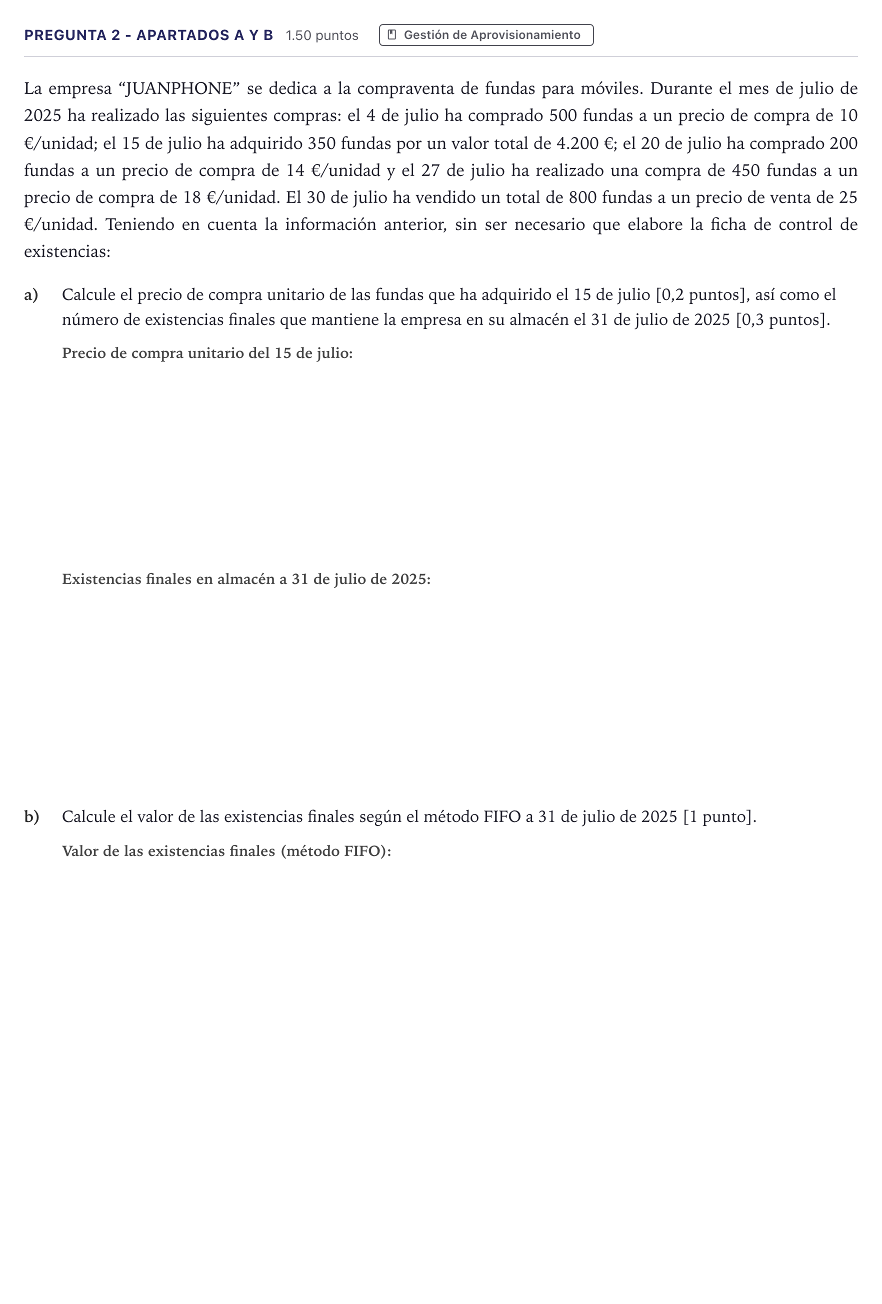 Enunciado: Pregunta 2 - Apartados a y b · Empresa y Diseño de Modelos de Negocio PAU Madrid Extraordinaria 2026