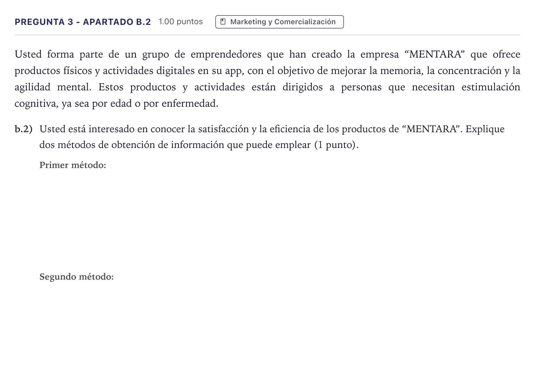 Enunciado: Pregunta 3 - Apartado b.2 · Empresa y Diseño de Modelos de Negocio PAU Madrid Extraordinaria 2026