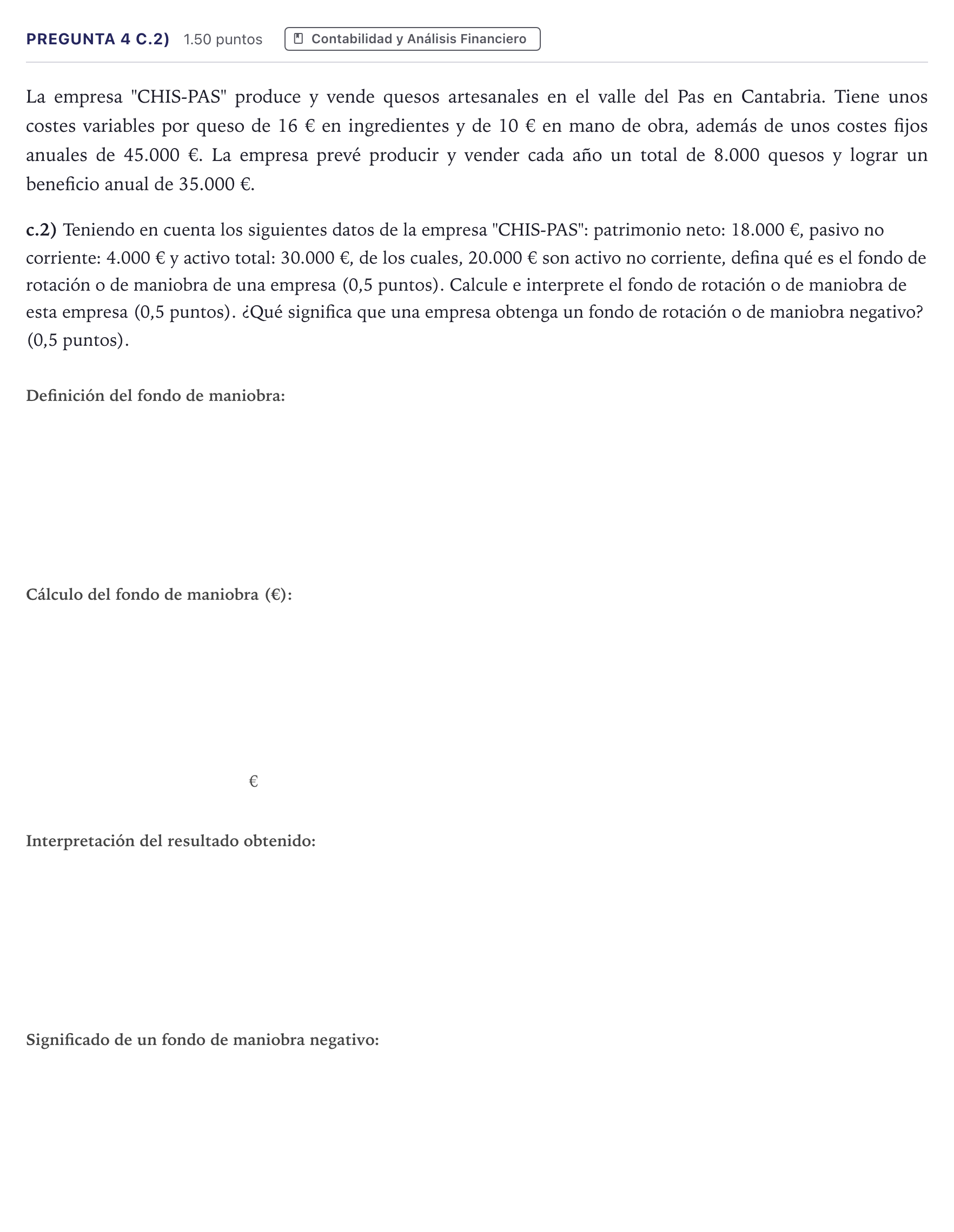 Enunciado: Pregunta 4 c.2) · Empresa y Diseño de Modelos de Negocio PAU Madrid Extraordinaria Coincidencias 2026