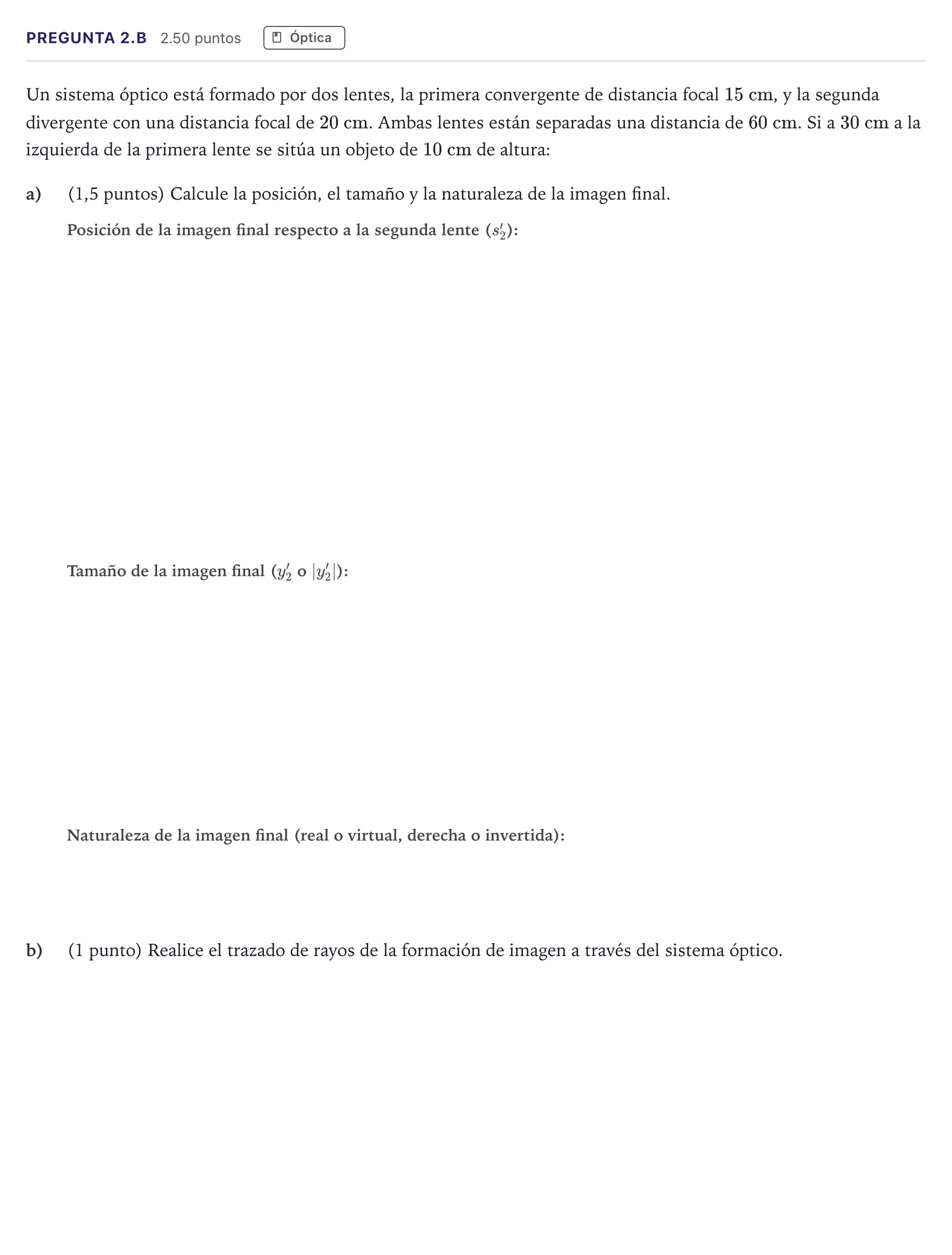 Enunciado: Pregunta 2.B · Física PAU Madrid Extraordinaria 2026