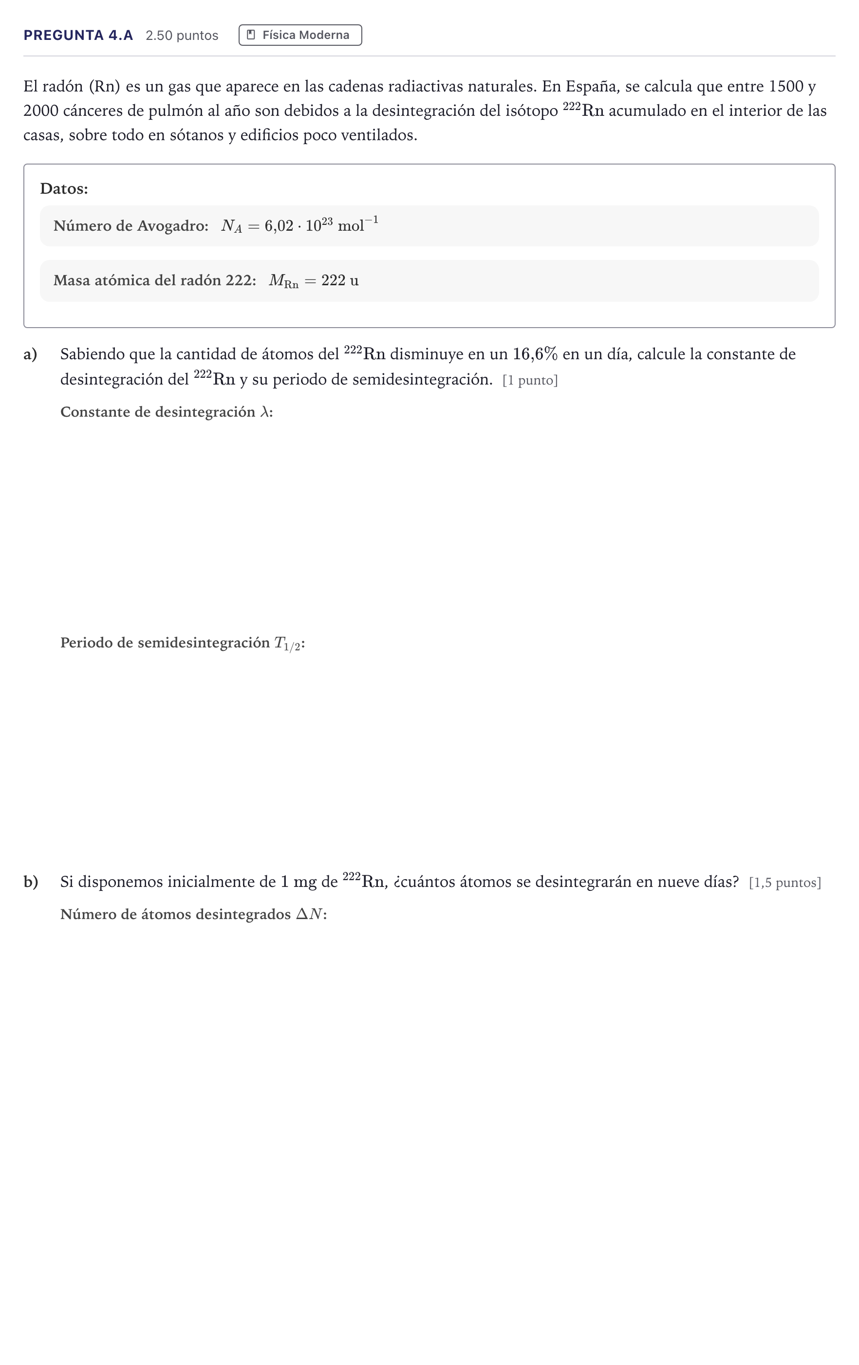 Enunciado: Pregunta 4.A · Física PAU Madrid Extraordinaria 2026