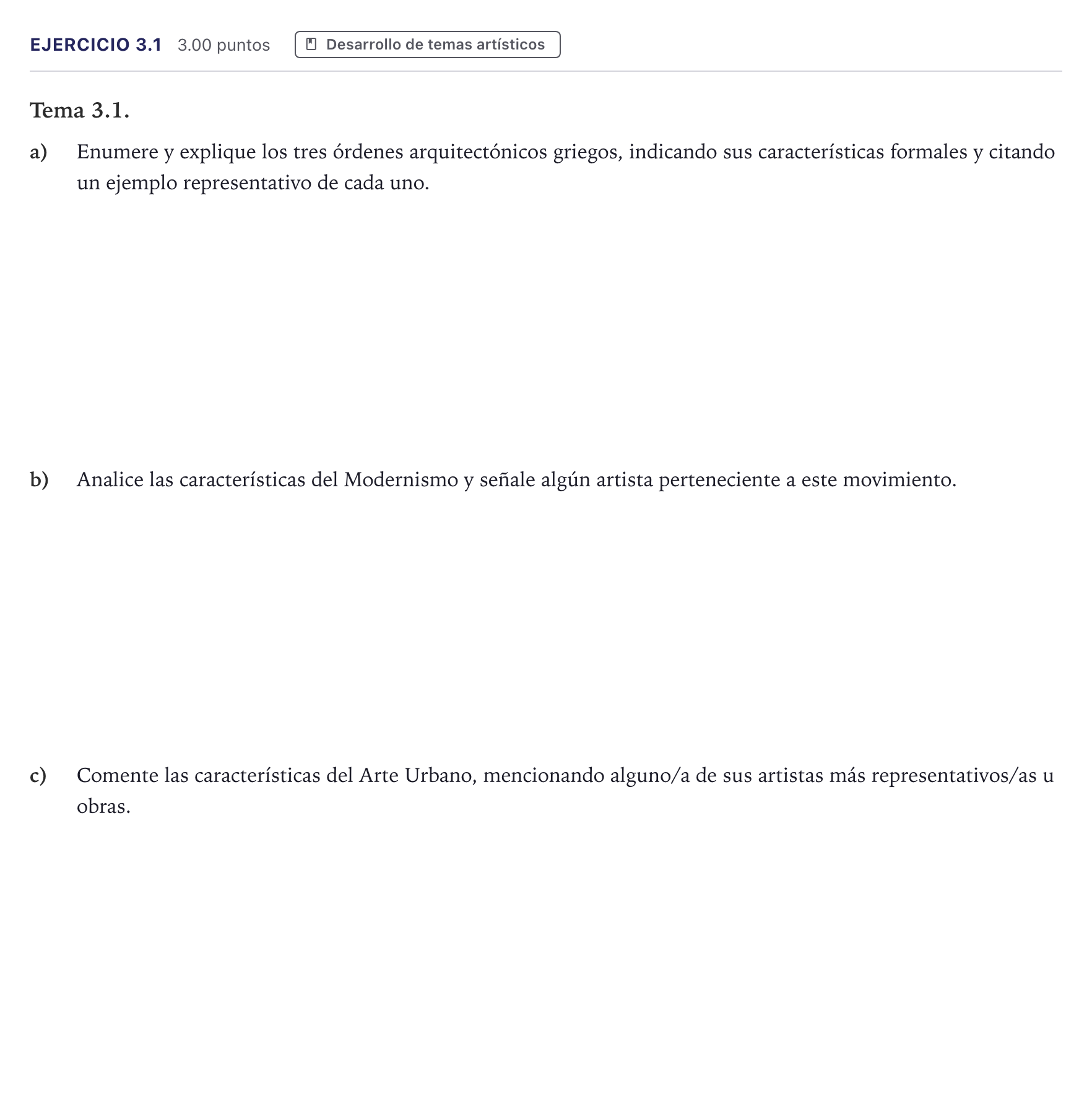 Enunciado: Ejercicio 3.1 · Fundamentos Artísticos PAU Madrid Extraordinaria 2026