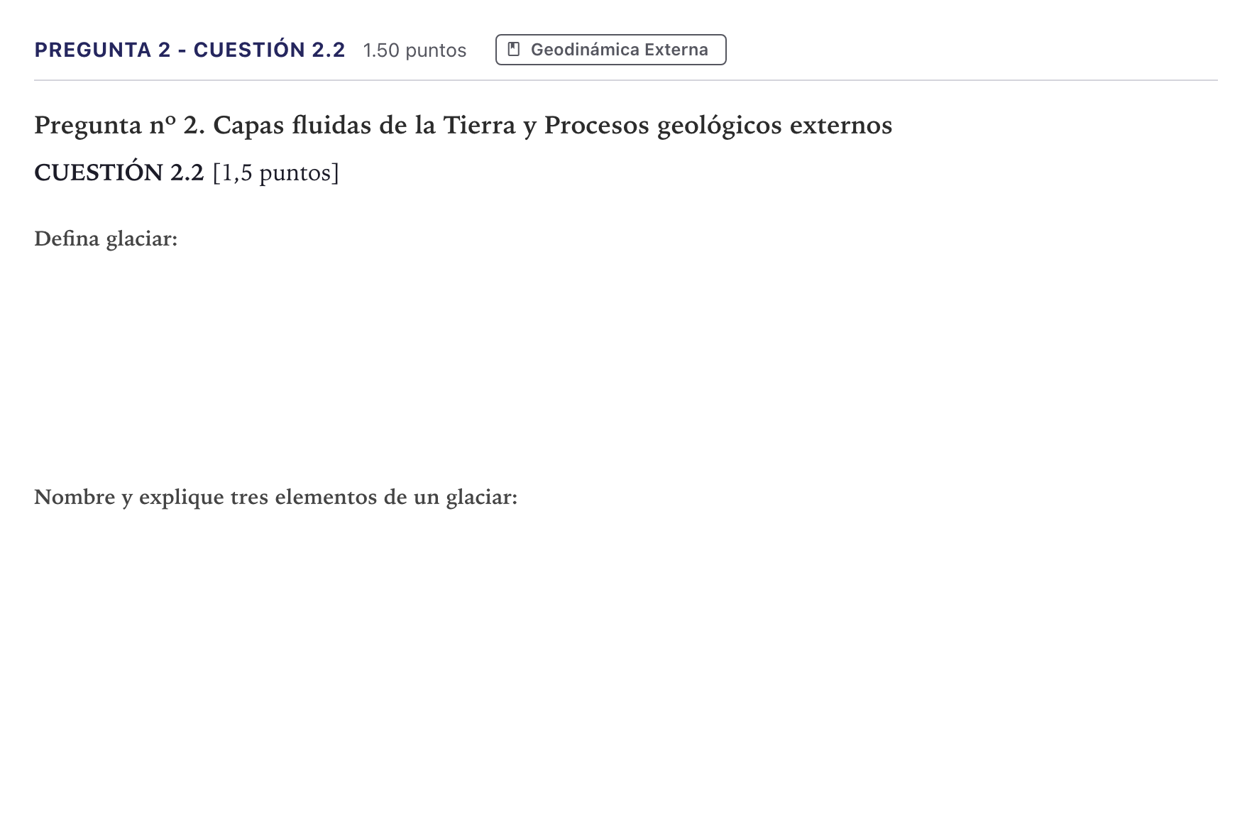 Enunciado: Pregunta 2 - Cuestión 2.2 · Geología PAU Madrid Extraordinaria 2026
