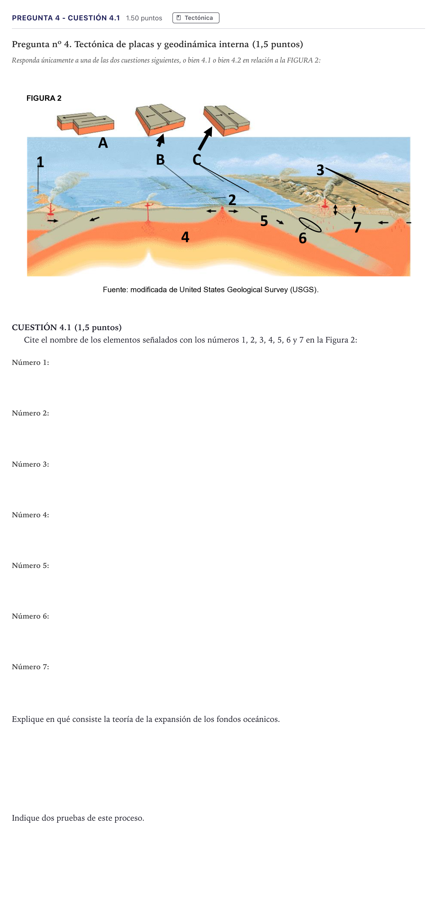 Enunciado: Pregunta 4 - Cuestión 4.1 · Geología PAU Madrid Extraordinaria 2026