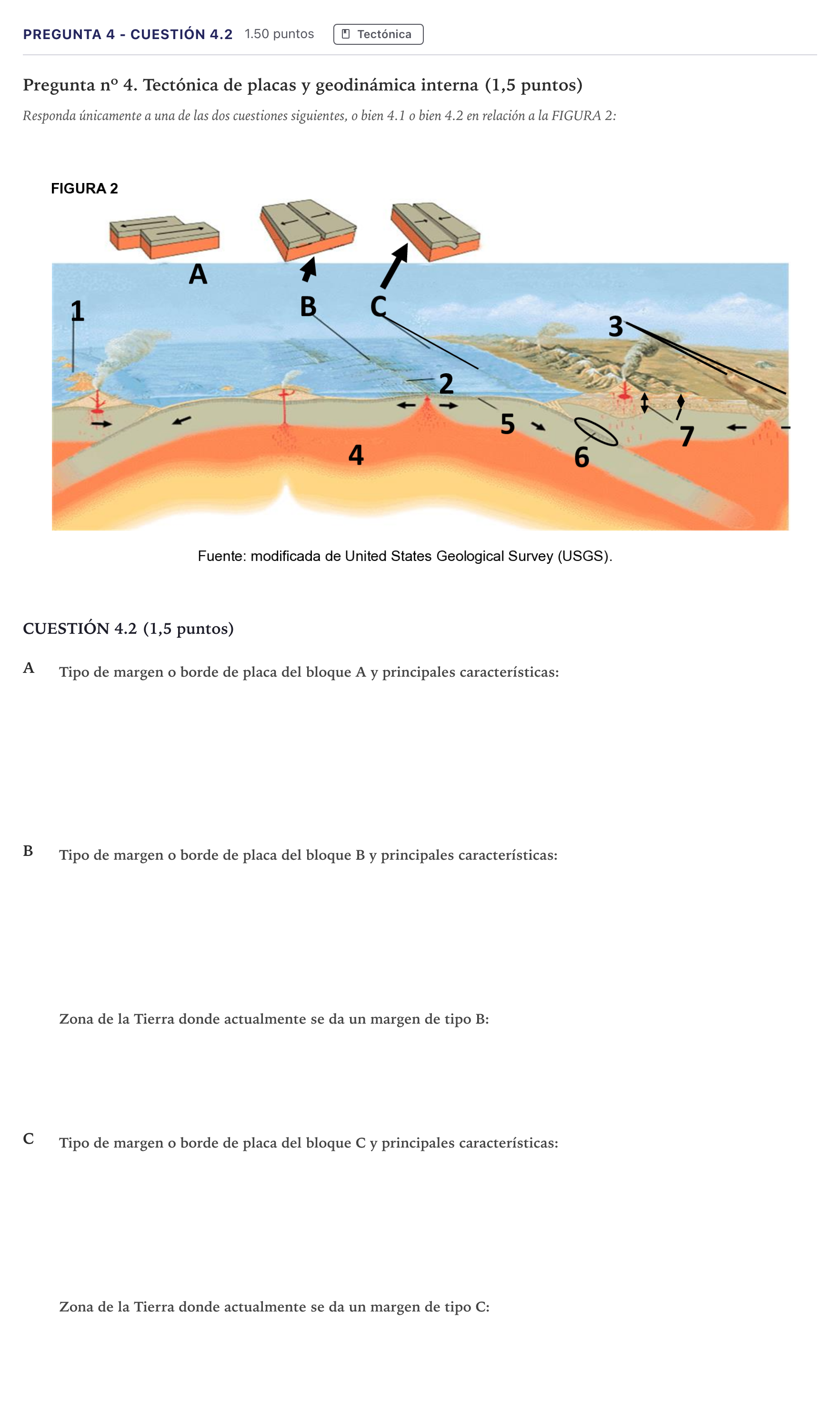 Enunciado: Pregunta 4 - Cuestión 4.2 · Geología PAU Madrid Extraordinaria 2026