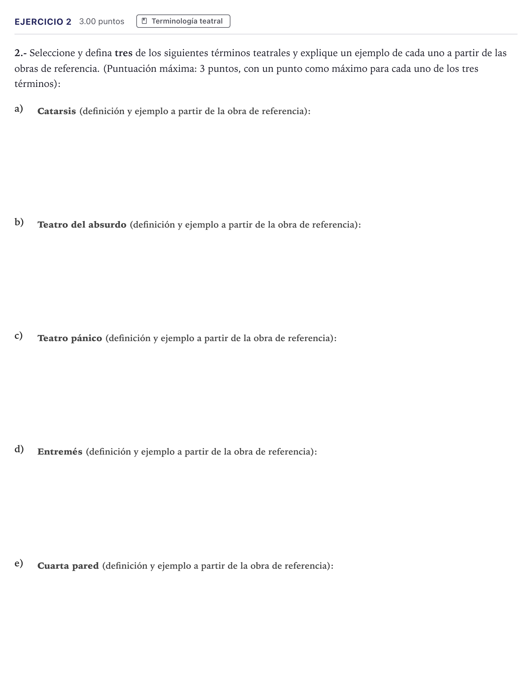 Enunciado: Problema 2 · Literatura Dramática PAU Madrid Extraordinaria 2026