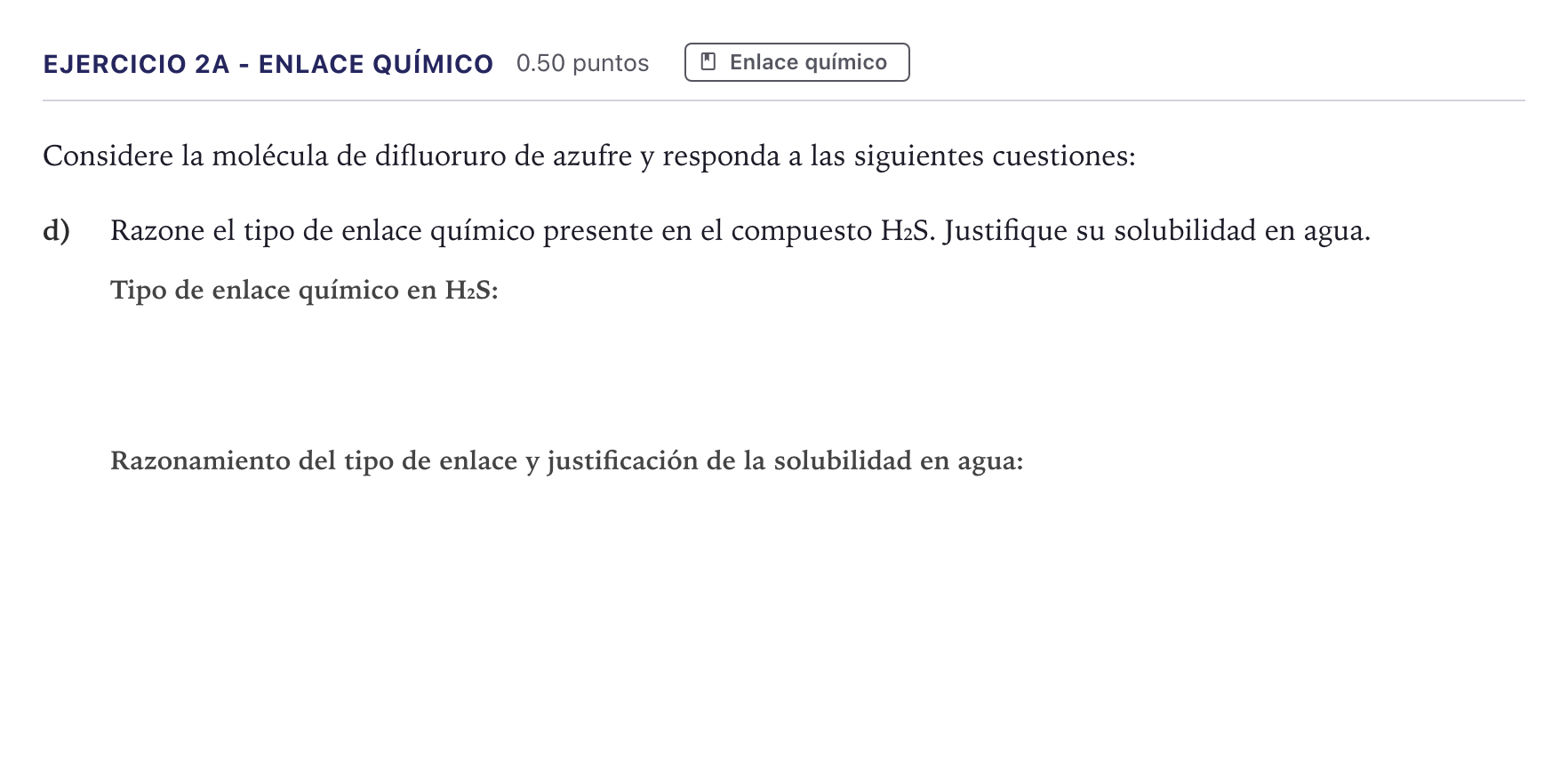 Enunciado: Ejercicio 2A - Enlace químico · Química PAU Madrid Extraordinaria 2026