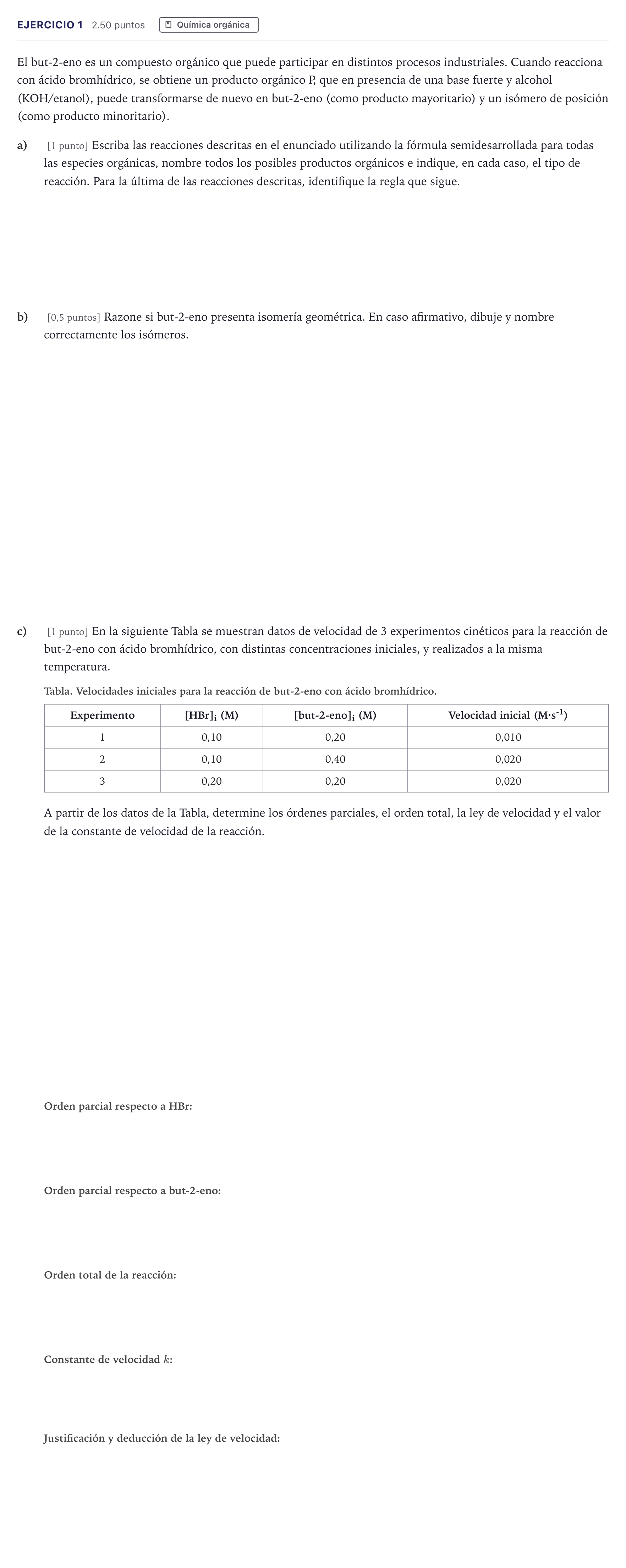 Enunciado: Problema 1 · Química PAU Madrid Extraordinaria Coincidencias 2026