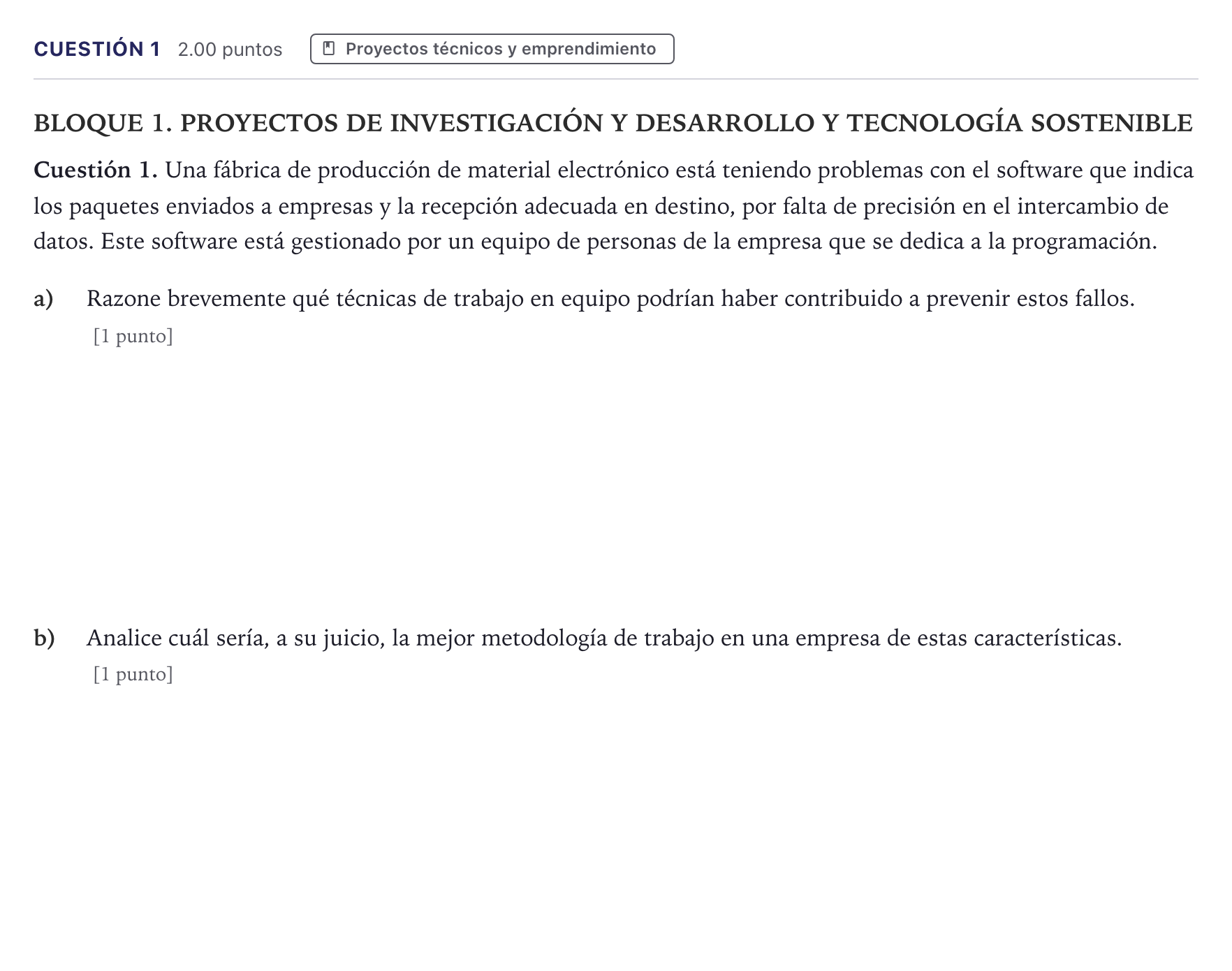 Enunciado: Cuestión 1 · Tecnología e Ingeniería II PAU Madrid Extraordinaria 2026