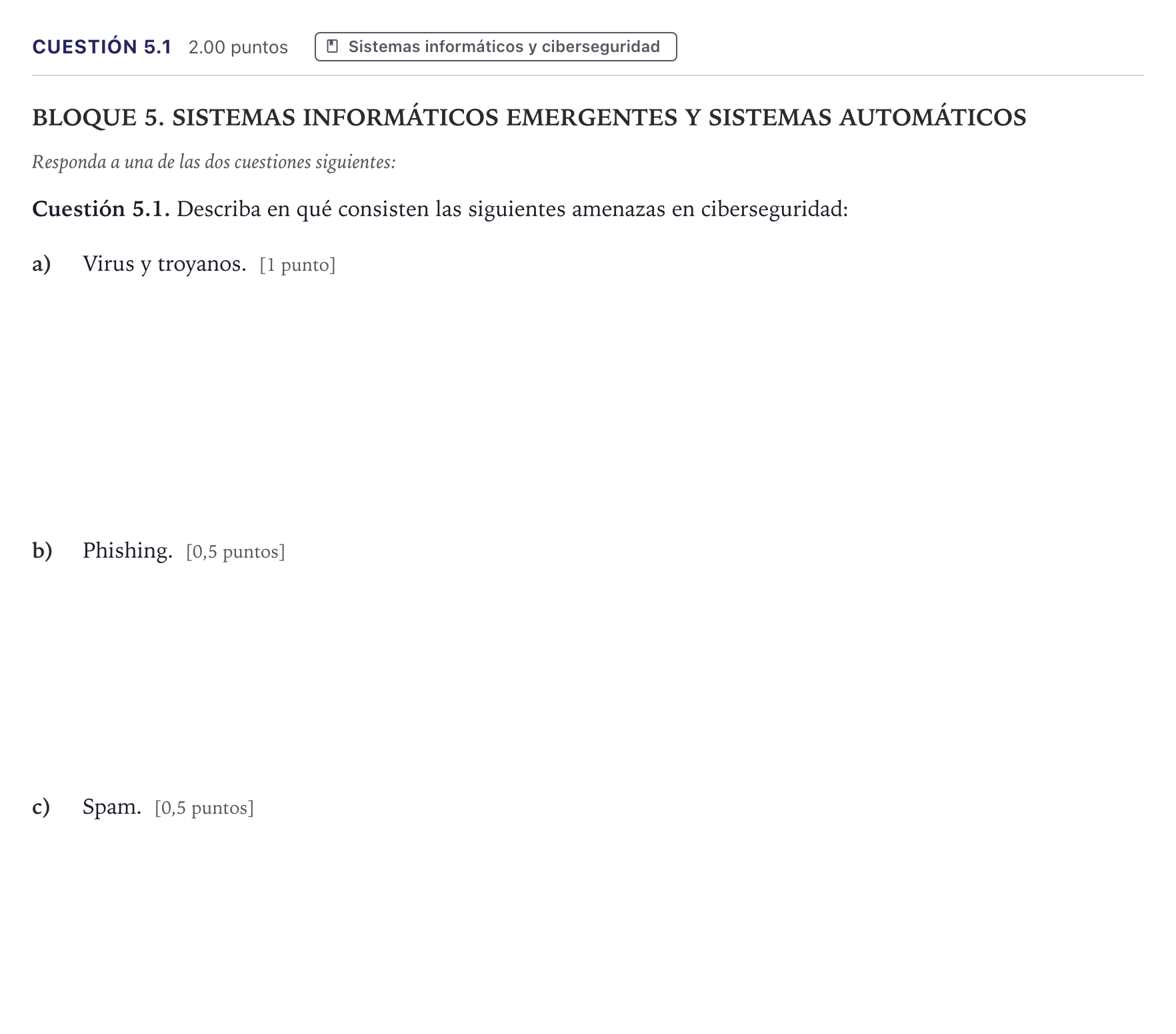 Enunciado: Cuestión 5.1 · Tecnología e Ingeniería II PAU Madrid Extraordinaria 2026