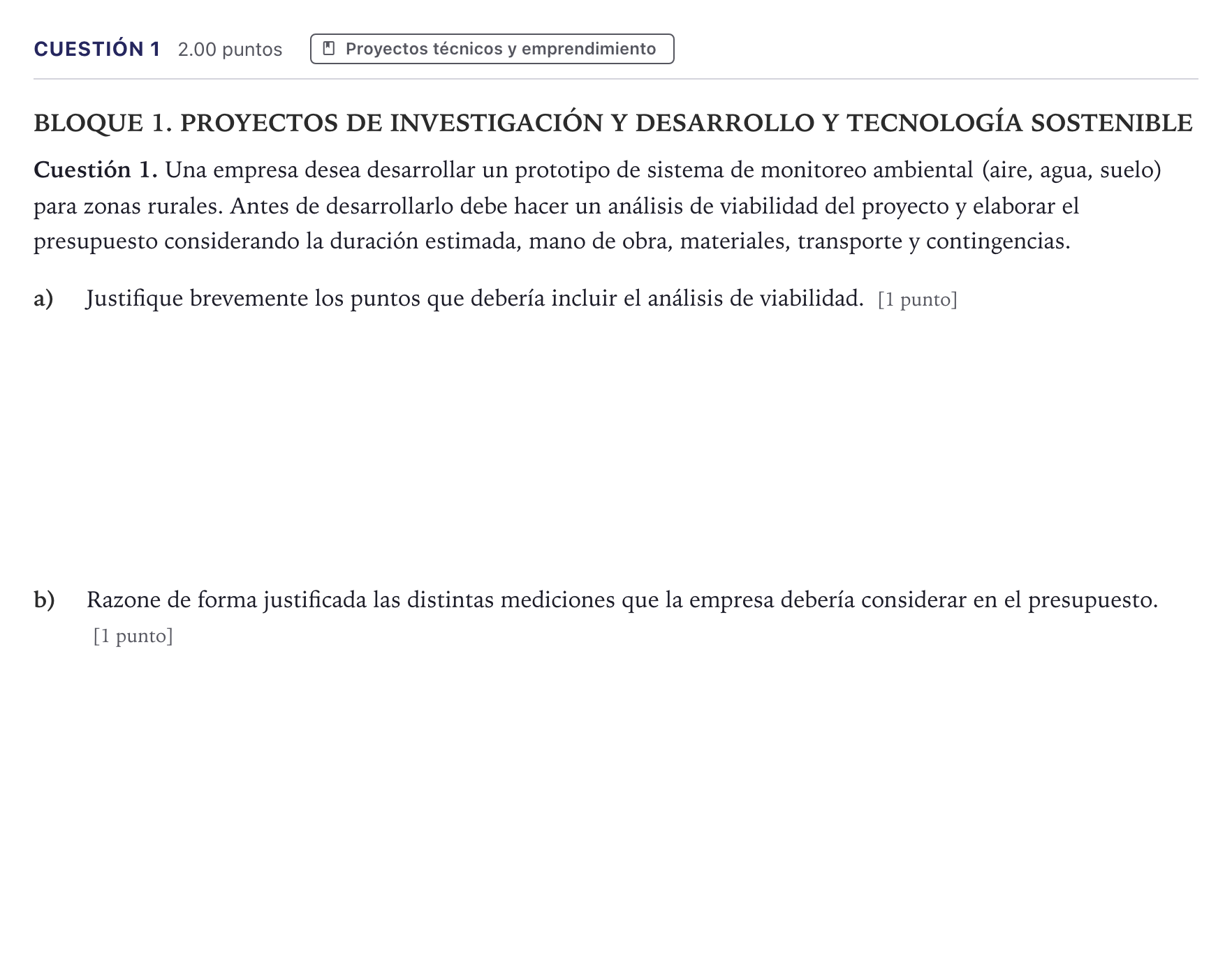 Enunciado: Cuestión 1 · Tecnología e Ingeniería II PAU Madrid Extraordinaria Coincidencias 2026