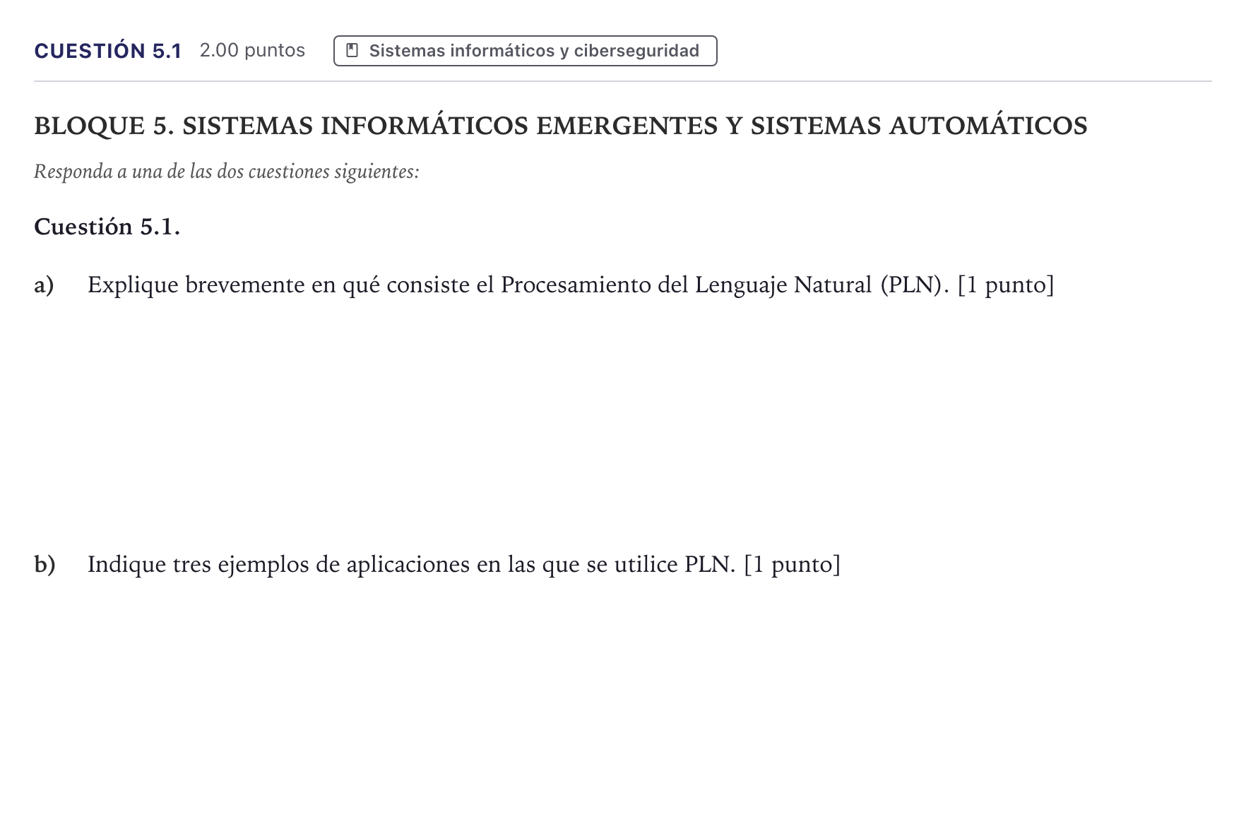 Enunciado: Cuestión 5.1 · Tecnología e Ingeniería II PAU Madrid Extraordinaria Coincidencias 2026