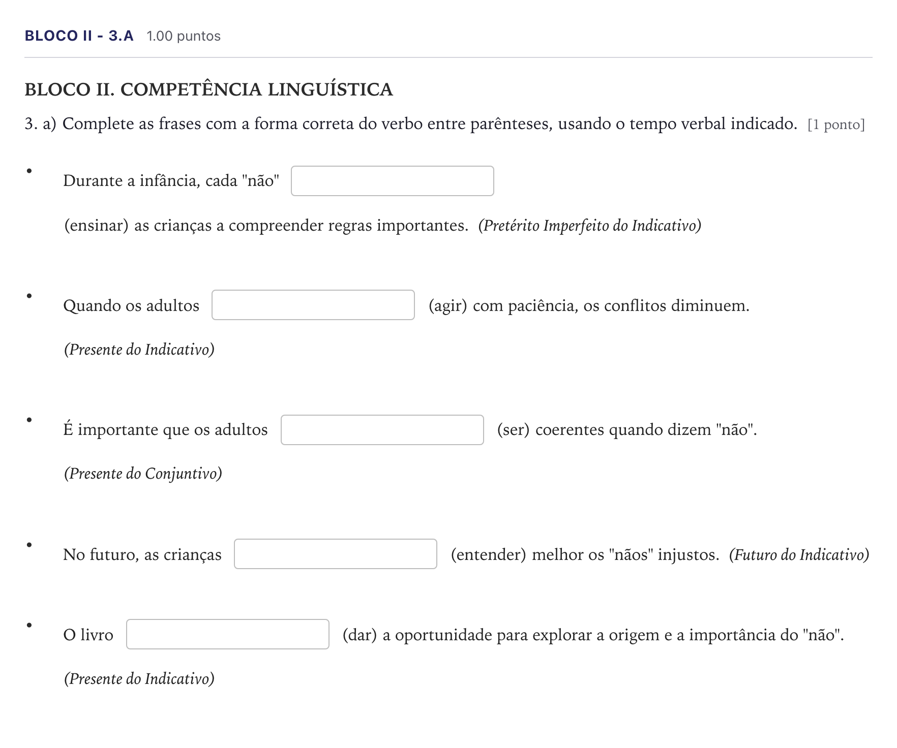 Enunciado: Ejercicio Bloco II - 3.a · Portugués PAU Madrid Extraordinaria (2ª lengua) 2026
