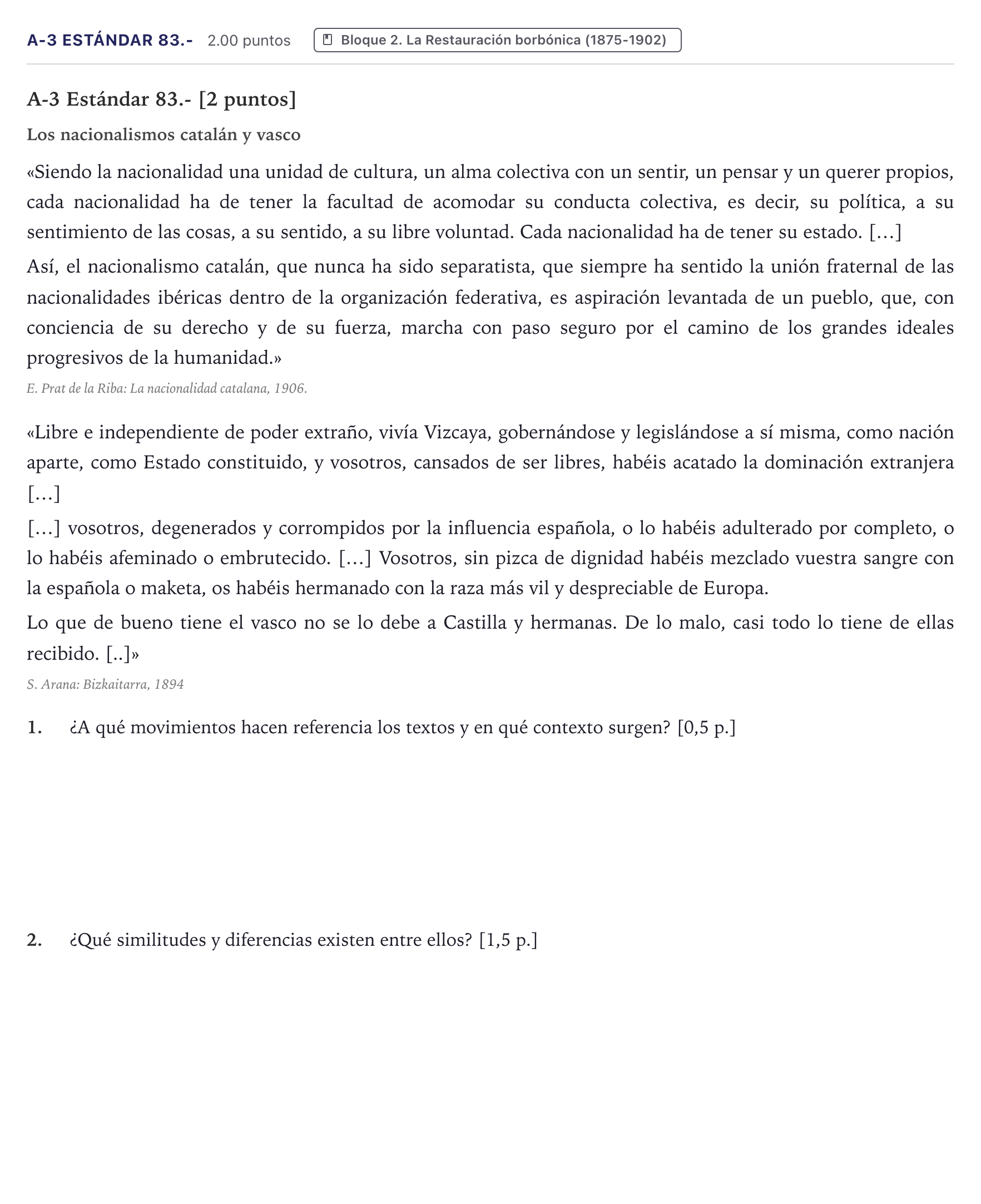 Enunciado: Ejercicio A-3 Estándar 83.- · Historia de España PAU Canarias Junio (Ciencias) 2021