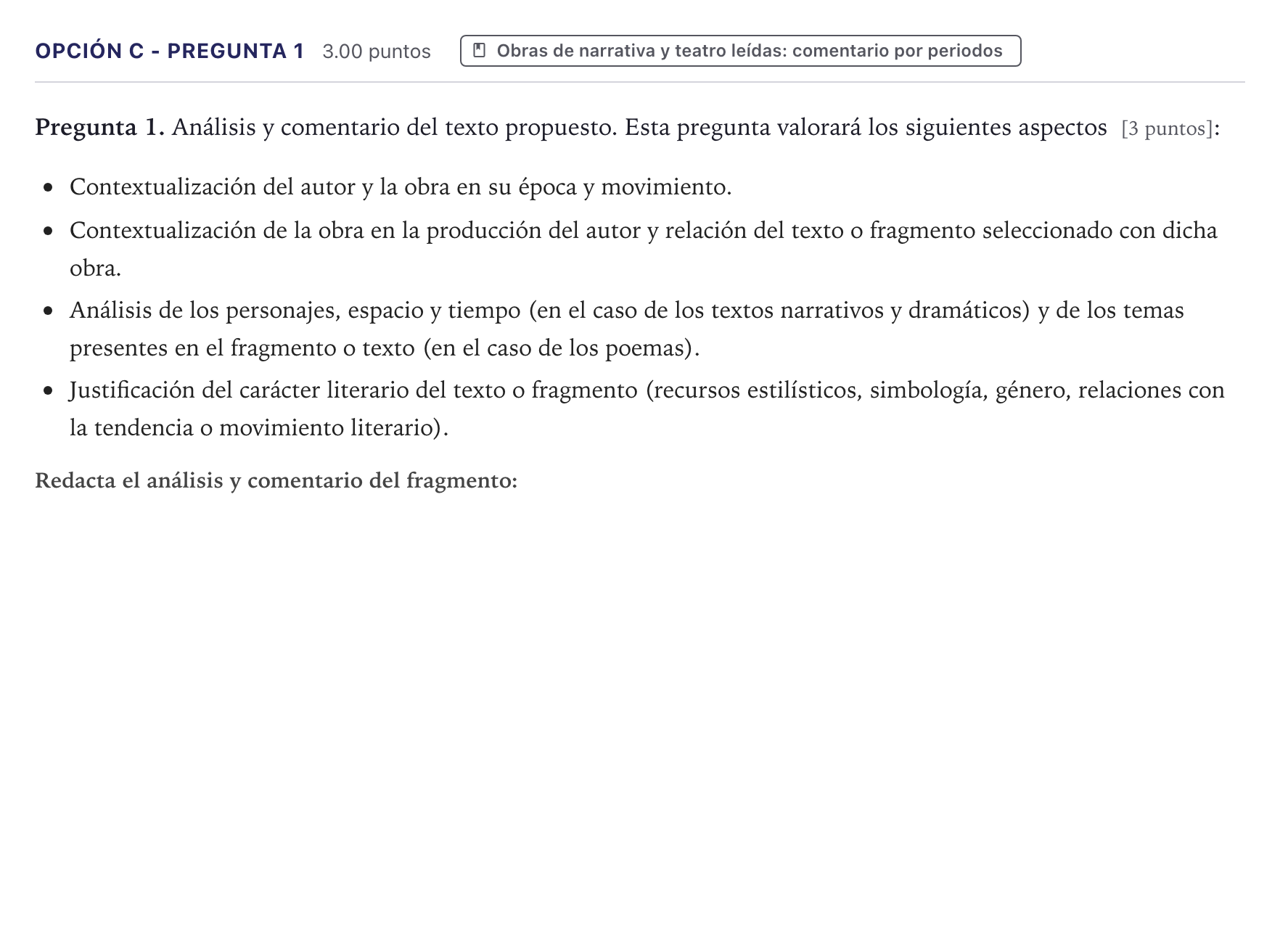 Enunciado: Opción C - Pregunta 1 · Lengua Castellana y Literatura II PAU Canarias Junio (Ciencias) 2021