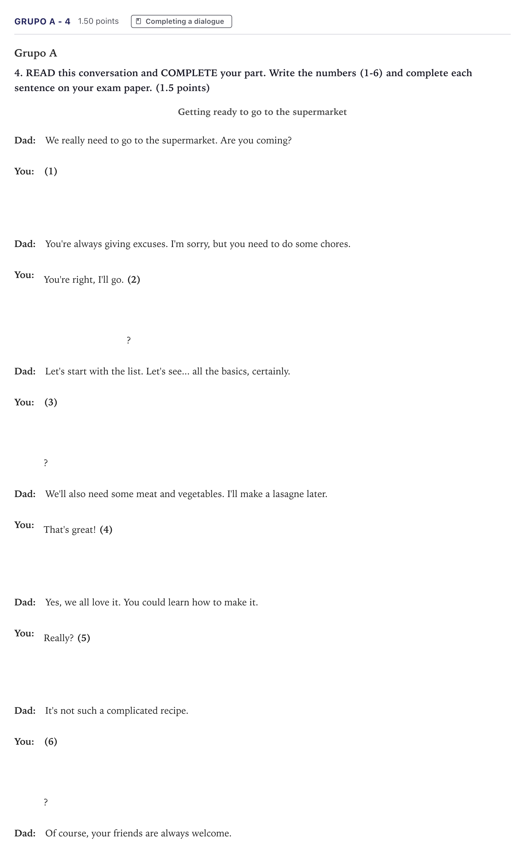 Enunciado: Ejercicio Grupo A - 4 · Inglés PAU Canarias Junio (Humanidades) 2021