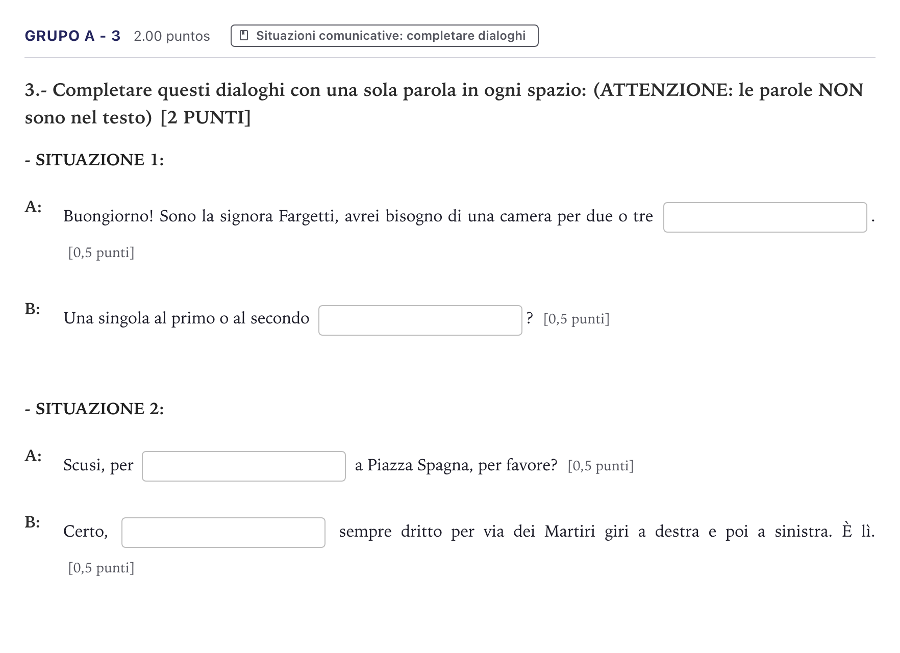 Enunciado: Ejercicio Grupo A - 3 · Italiano PAU Canarias Junio (Ciencias) 2021