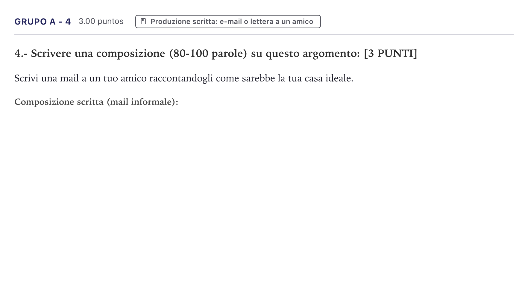 Enunciado: Ejercicio Grupo A - 4 · Italiano PAU Canarias Junio (Ciencias) 2021