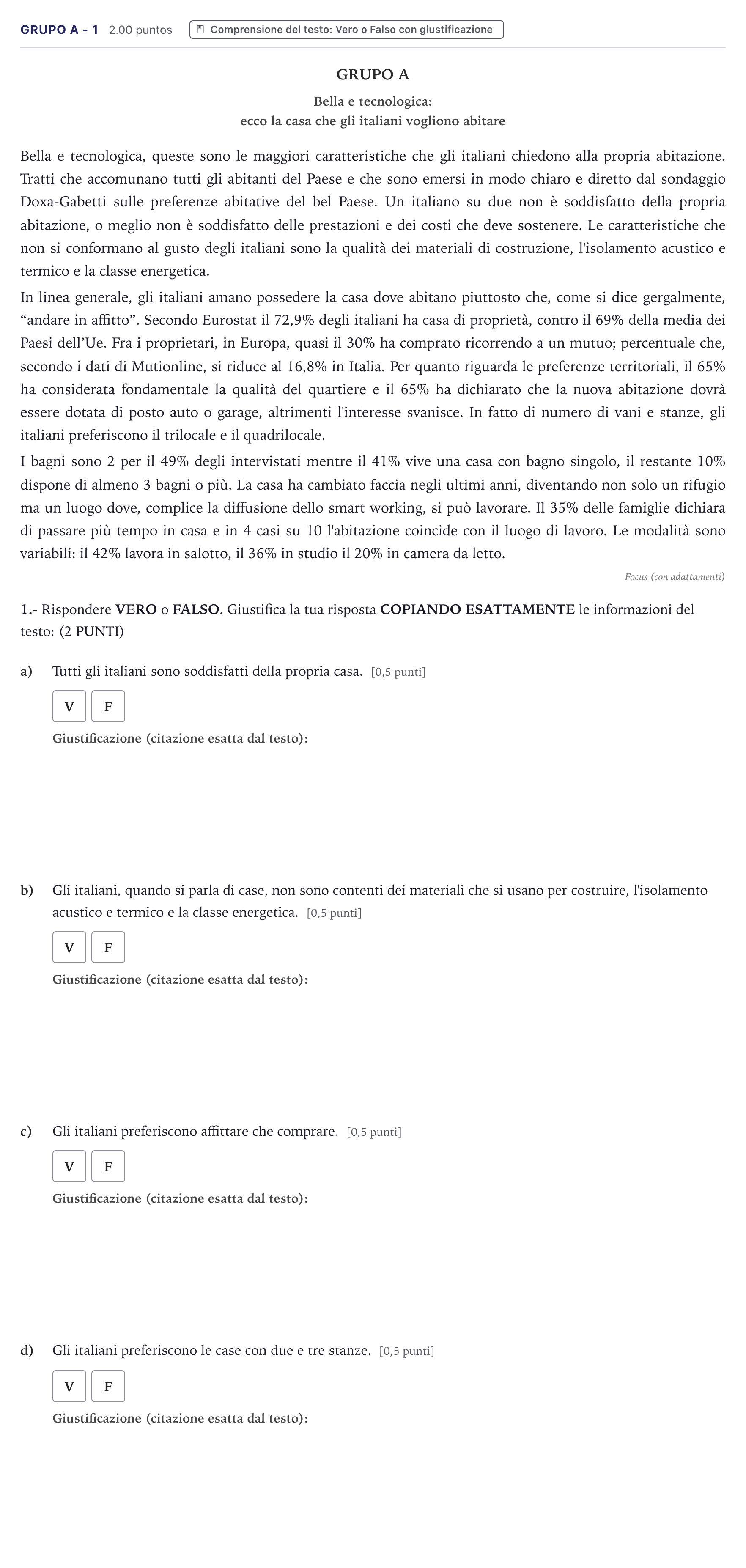 Enunciado: Ejercicio Grupo A - 1 · Italiano PAU Canarias Junio (Humanidades) 2021
