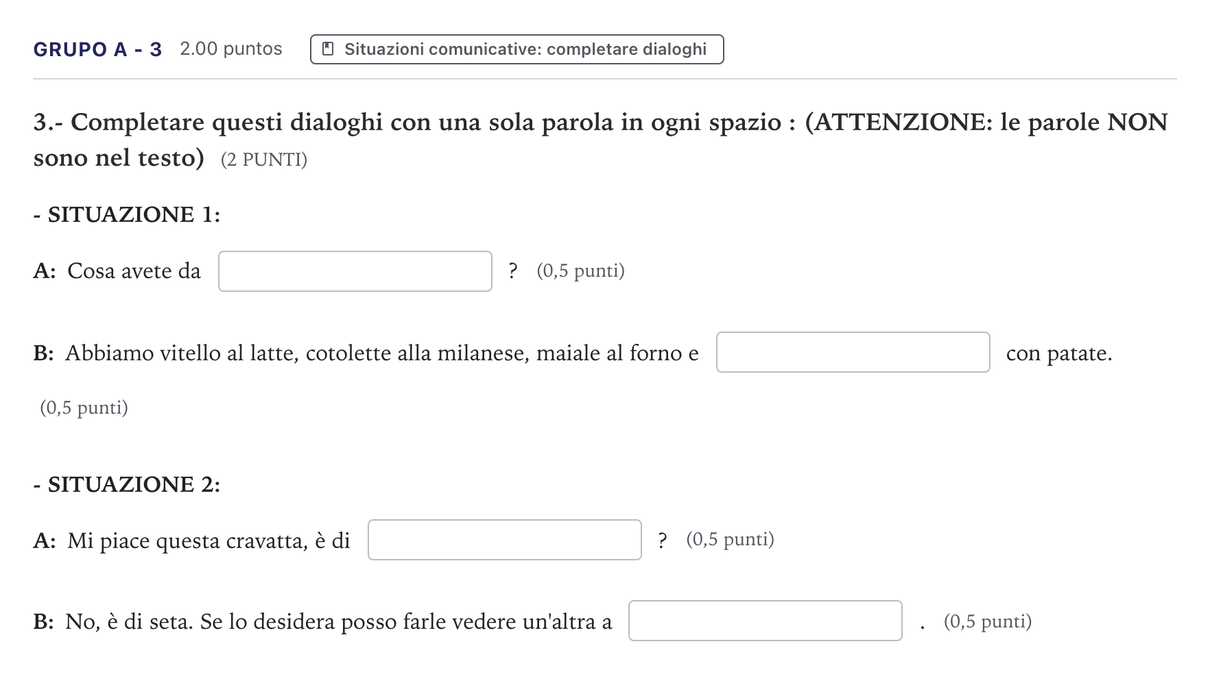 Enunciado: Ejercicio Grupo A - 3 · Italiano PAU Canarias Junio (Humanidades) 2021